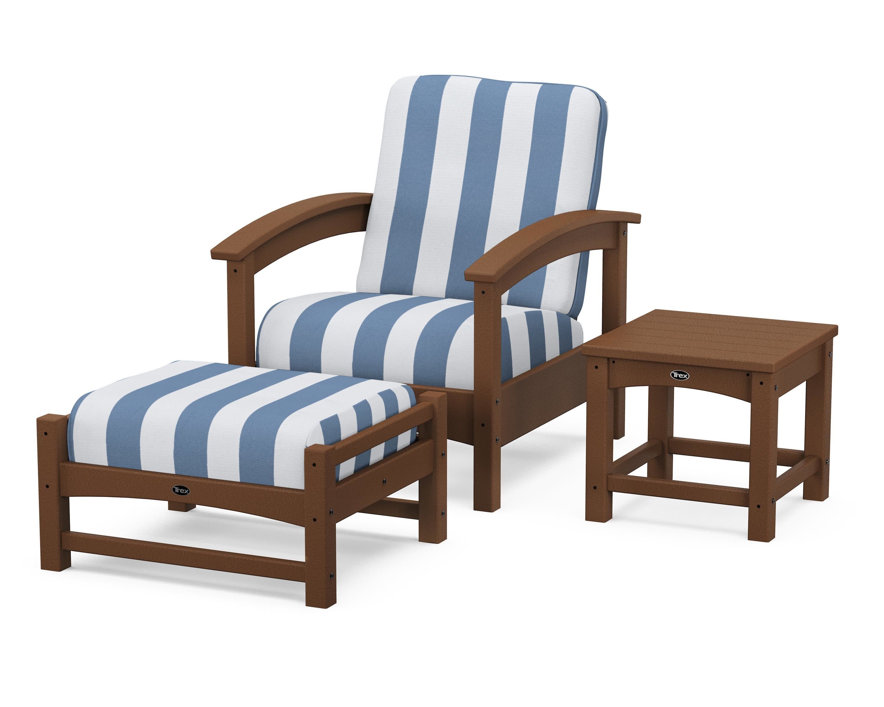 Rockport 3-Piece Deep Seating Set in Tree House / Cabana Stripe Sky Blue