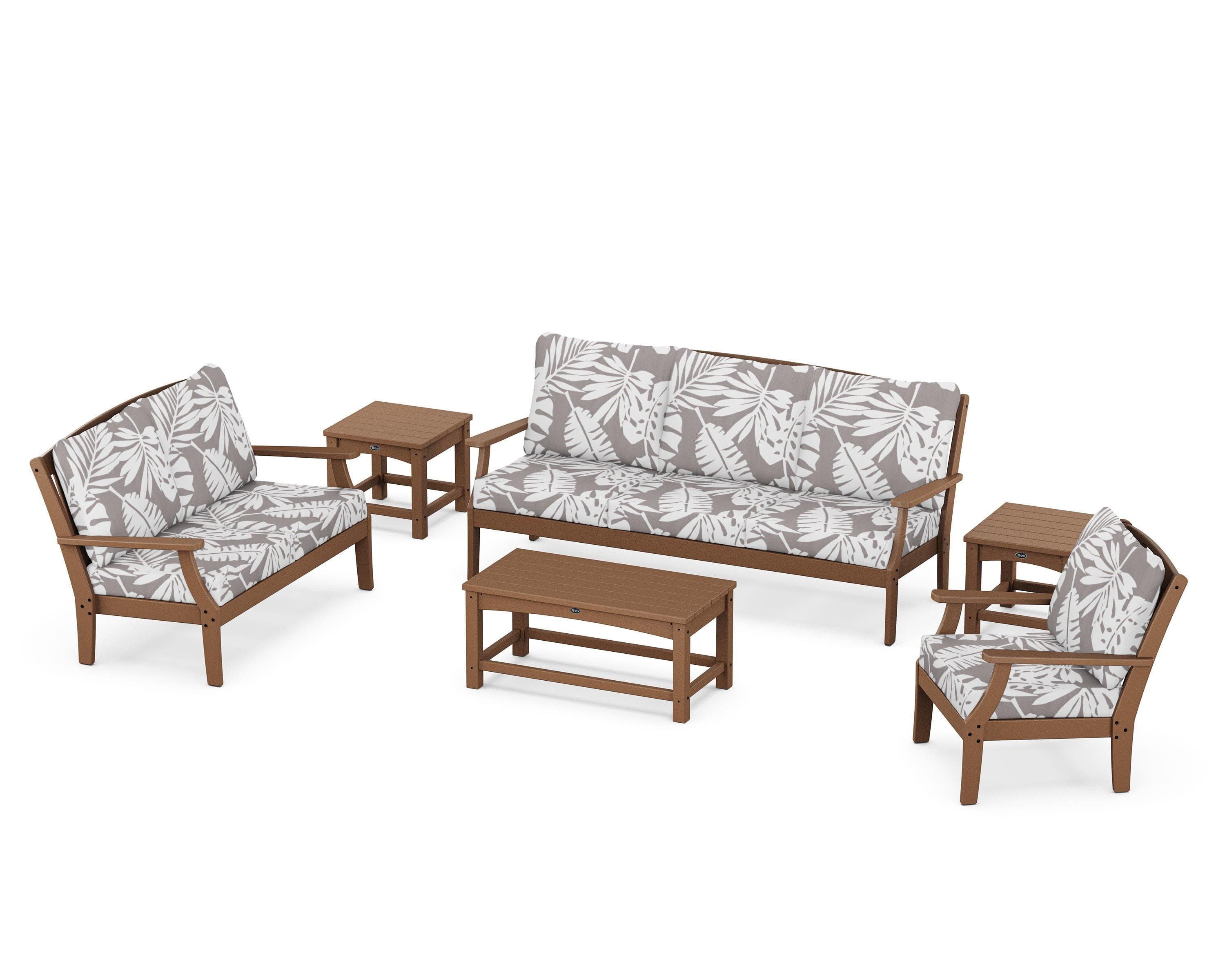 Yacht Club 6-Piece Deep Seating Set in Tree House / Leaf Grey Mist