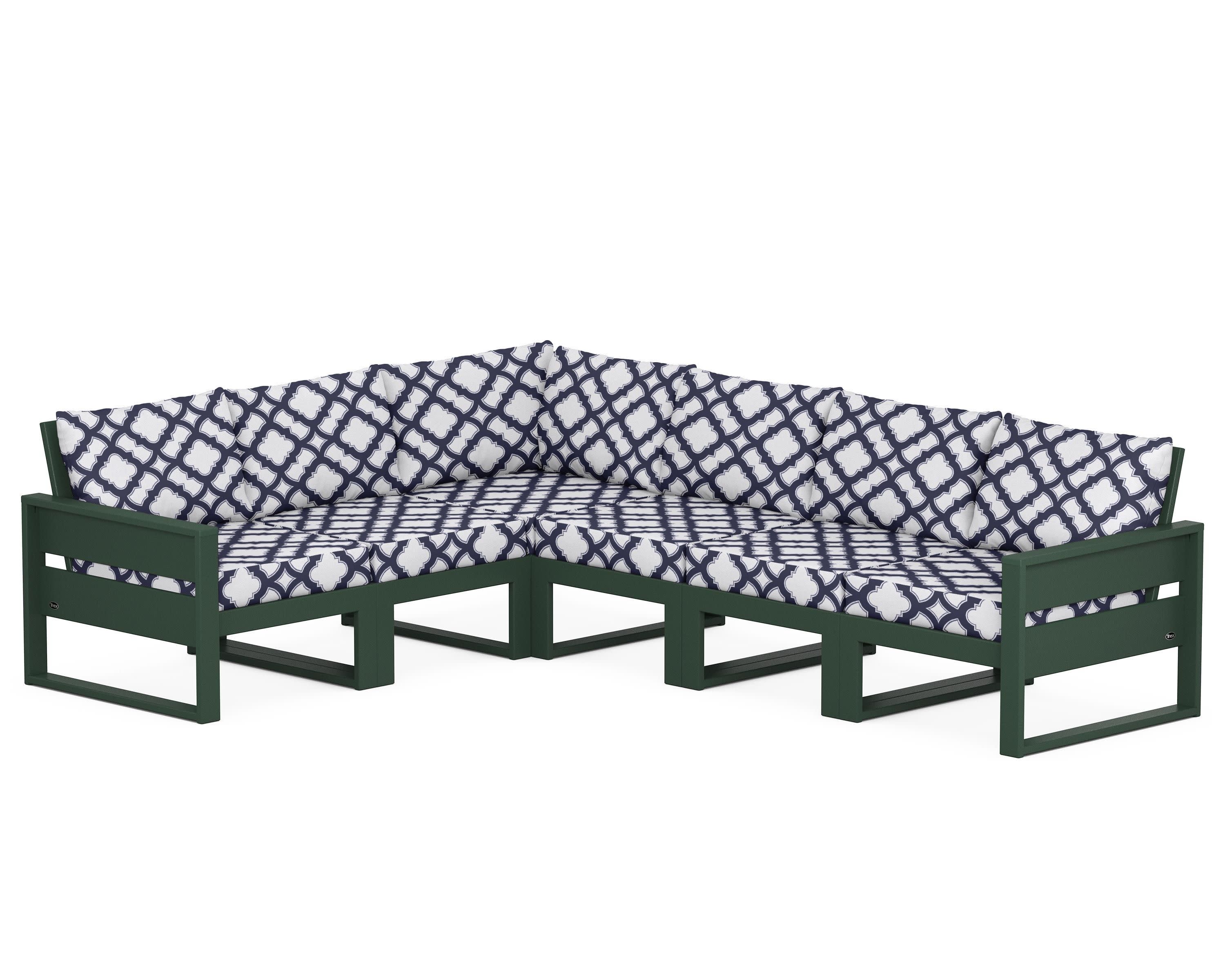Eastport 6-Piece Sectional in Rainforest Canopy / Trellis Navy