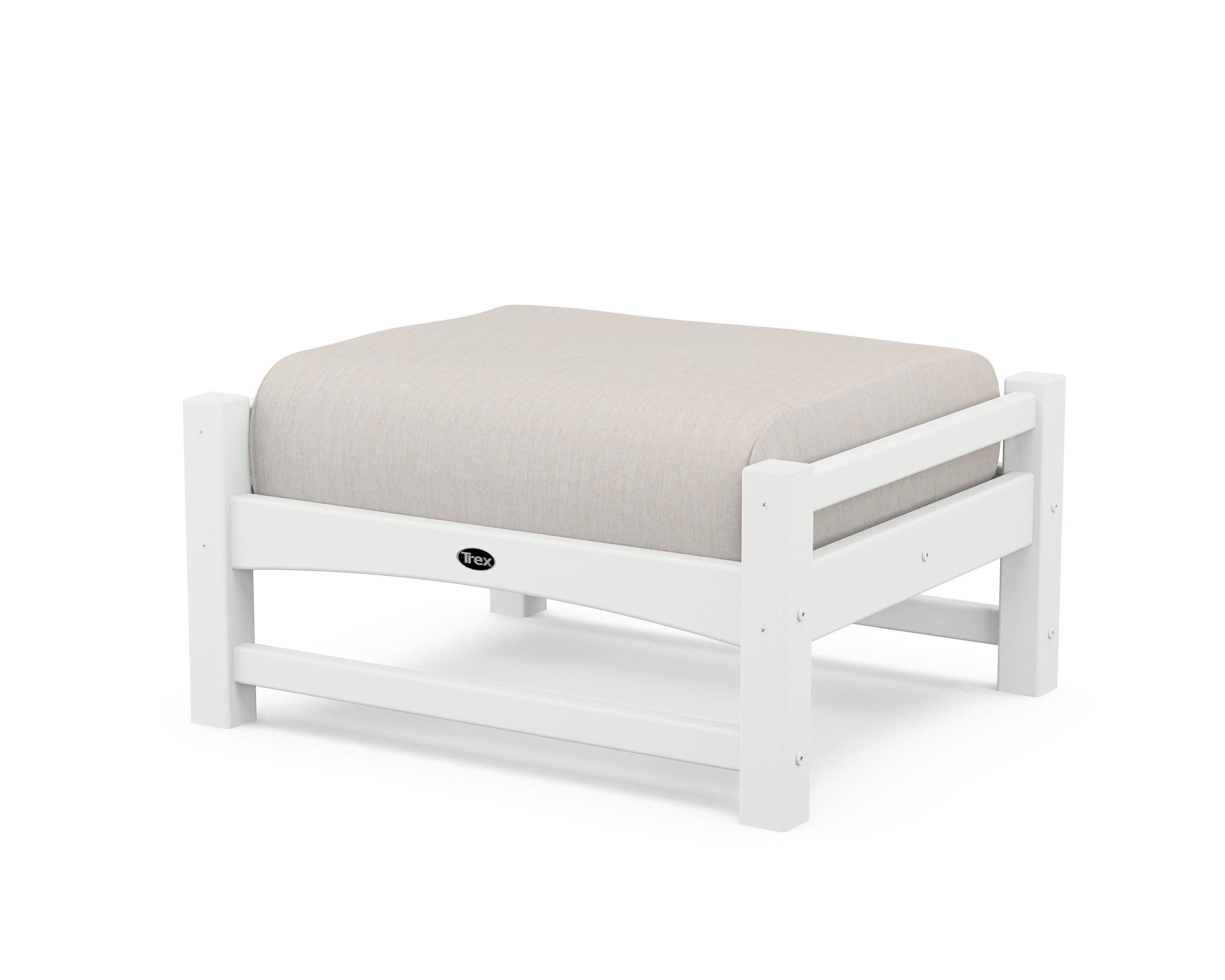 Rockport Club Ottoman in Classic White / Cast Ash