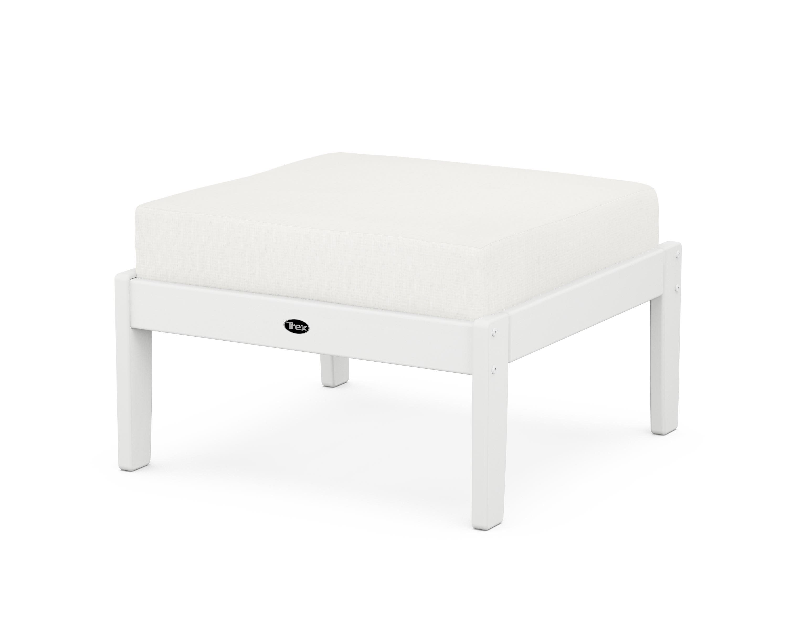 Yacht Club Deep Seating Ottoman in Classic White / Natural Linen