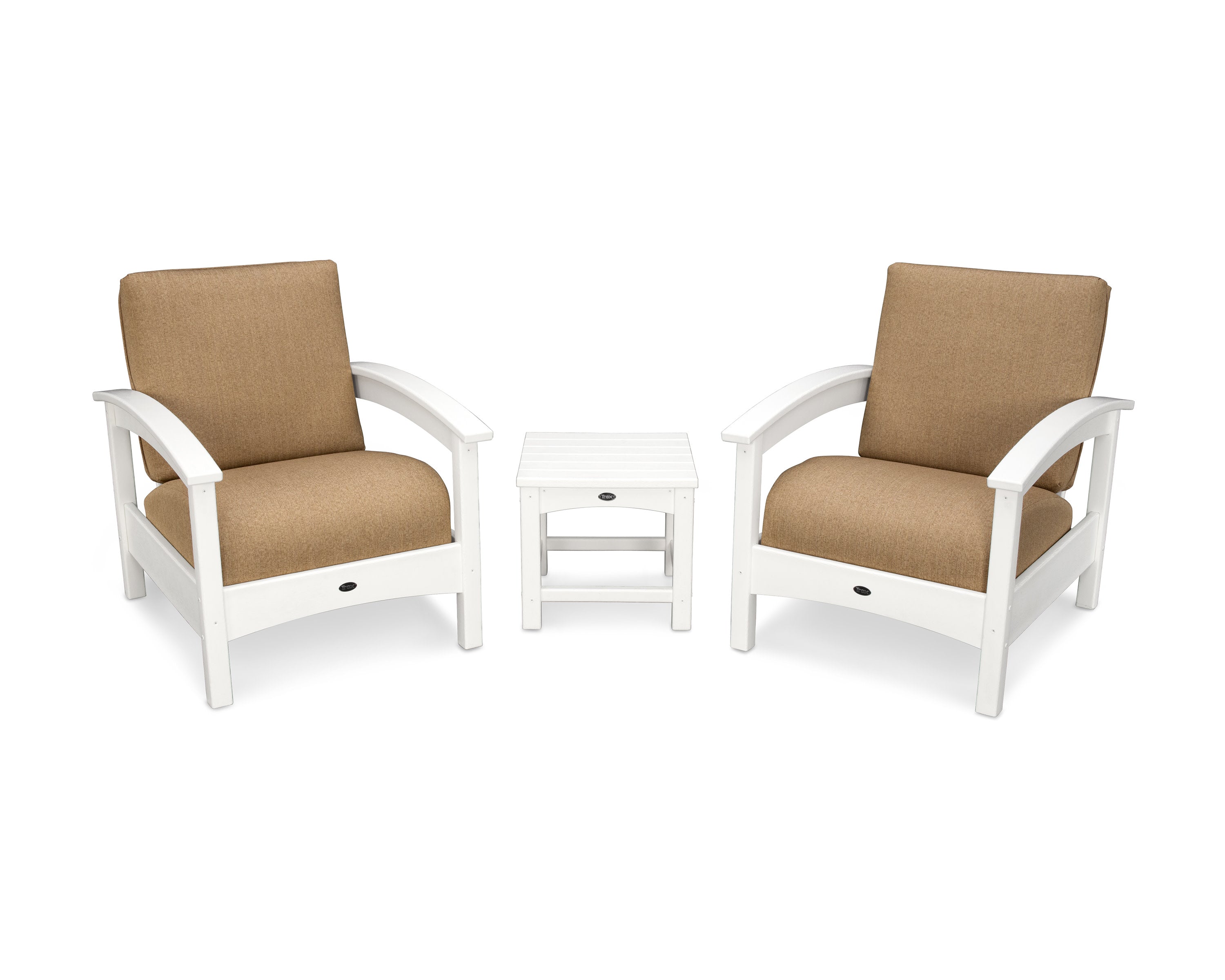 Rockport Club 3-Piece Deep Seating Conversation Set in Classic White / Sesame
