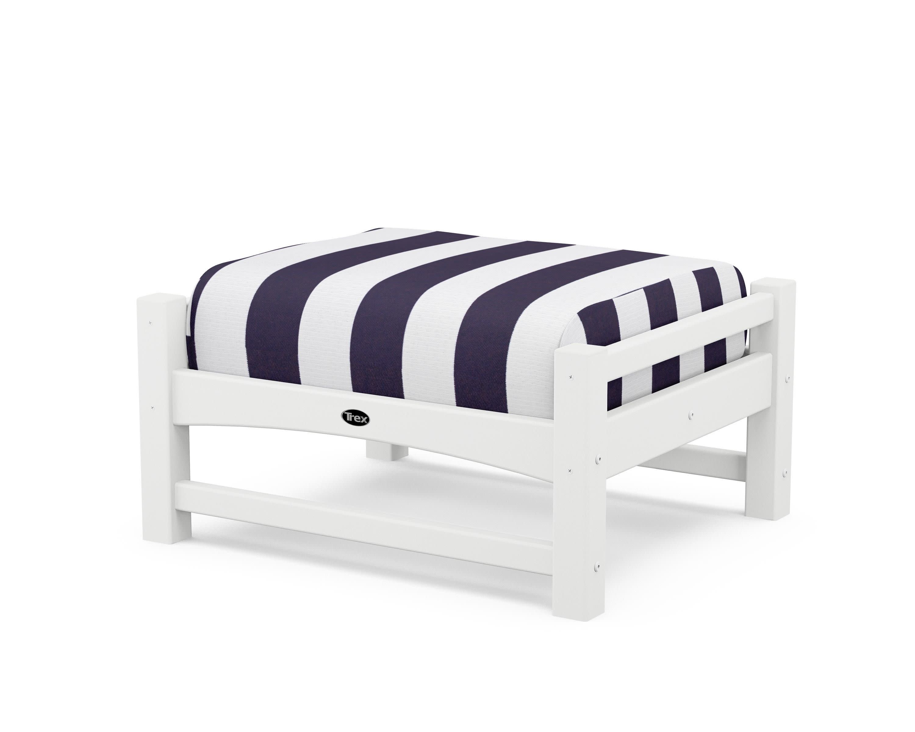 Rockport Club Ottoman in Classic White / Cabana Stripe Navy