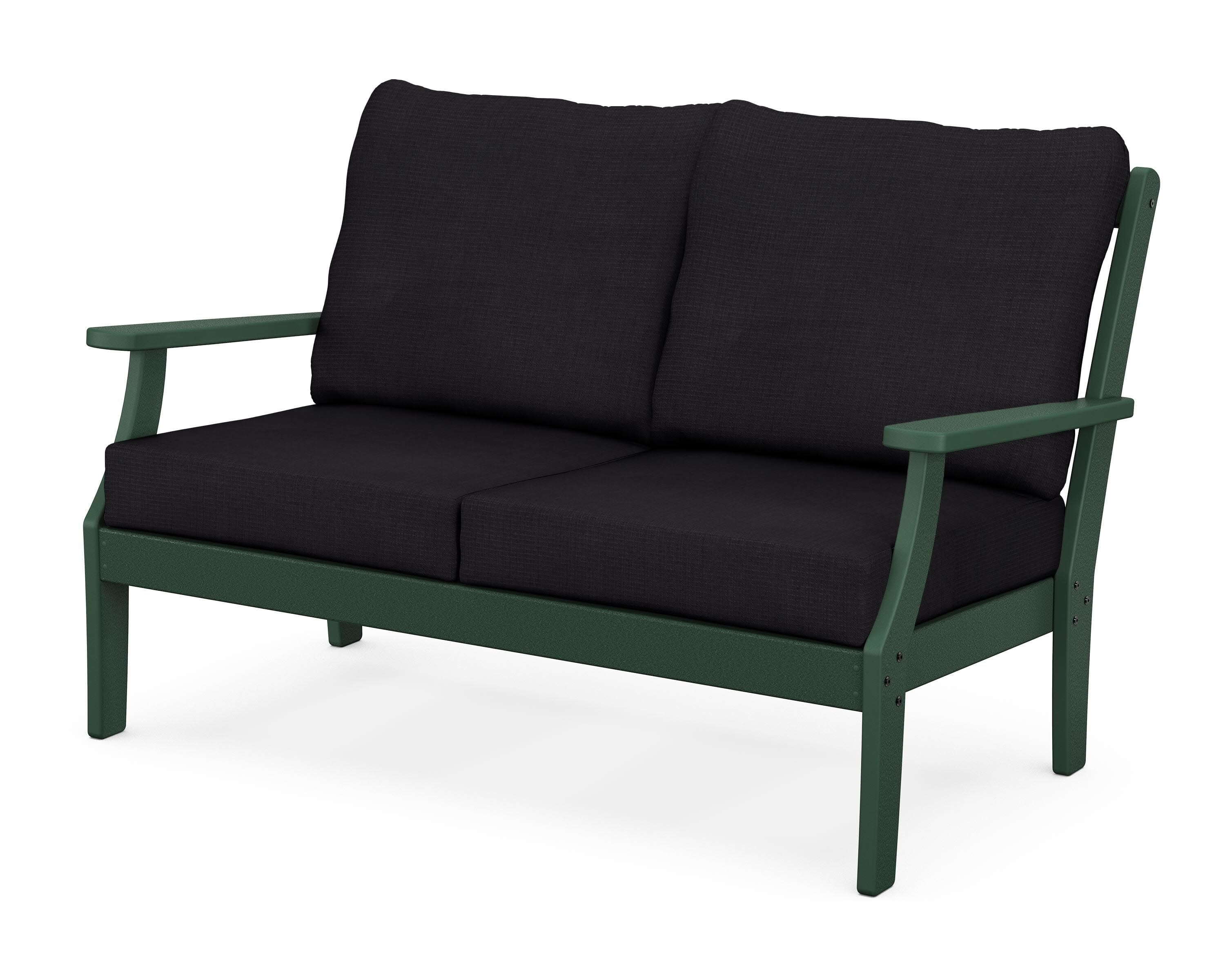 Yacht Club Deep Seating Loveseat in Rainforest Canopy / Midnight Linen