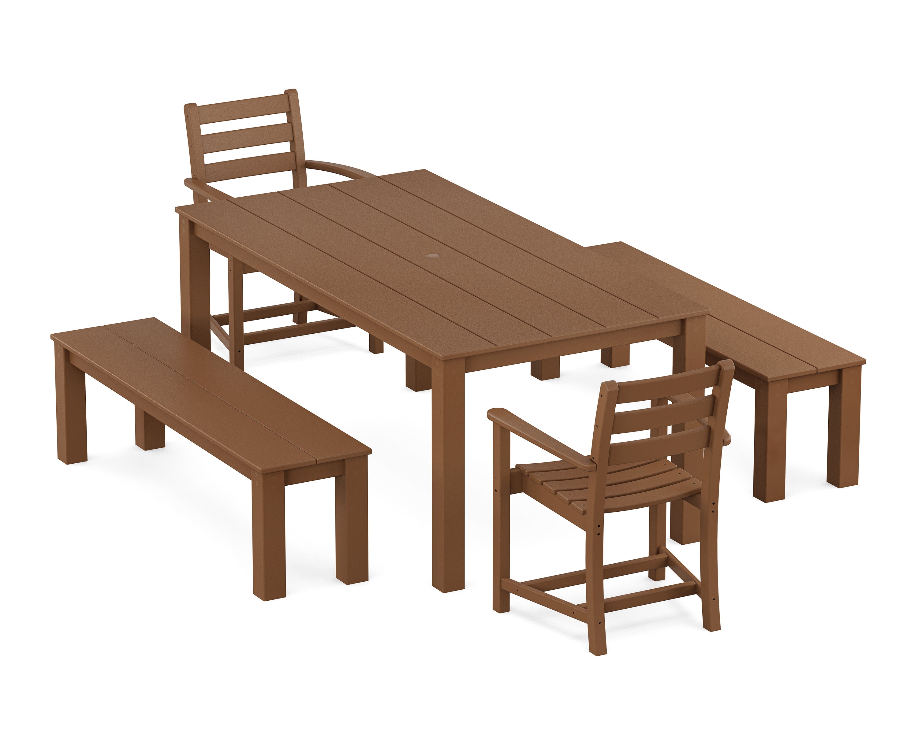 Monterey Bay 5-Piece Parsons Dining Set with Benches in Tree House