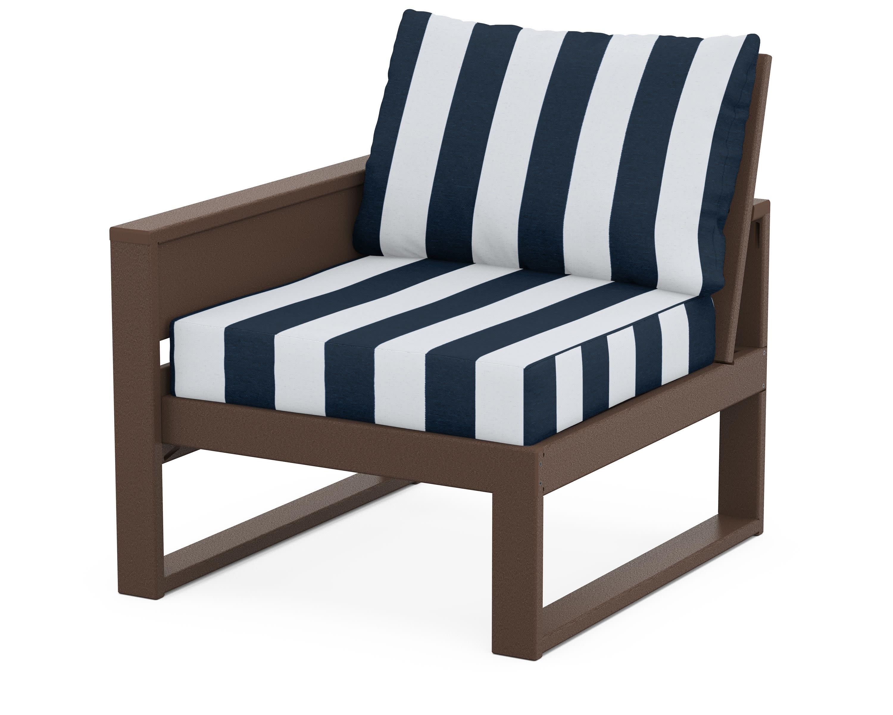 Eastport Modular Left Arm Chair in Vintage Lantern / Cabana Stripe Marine Indigo