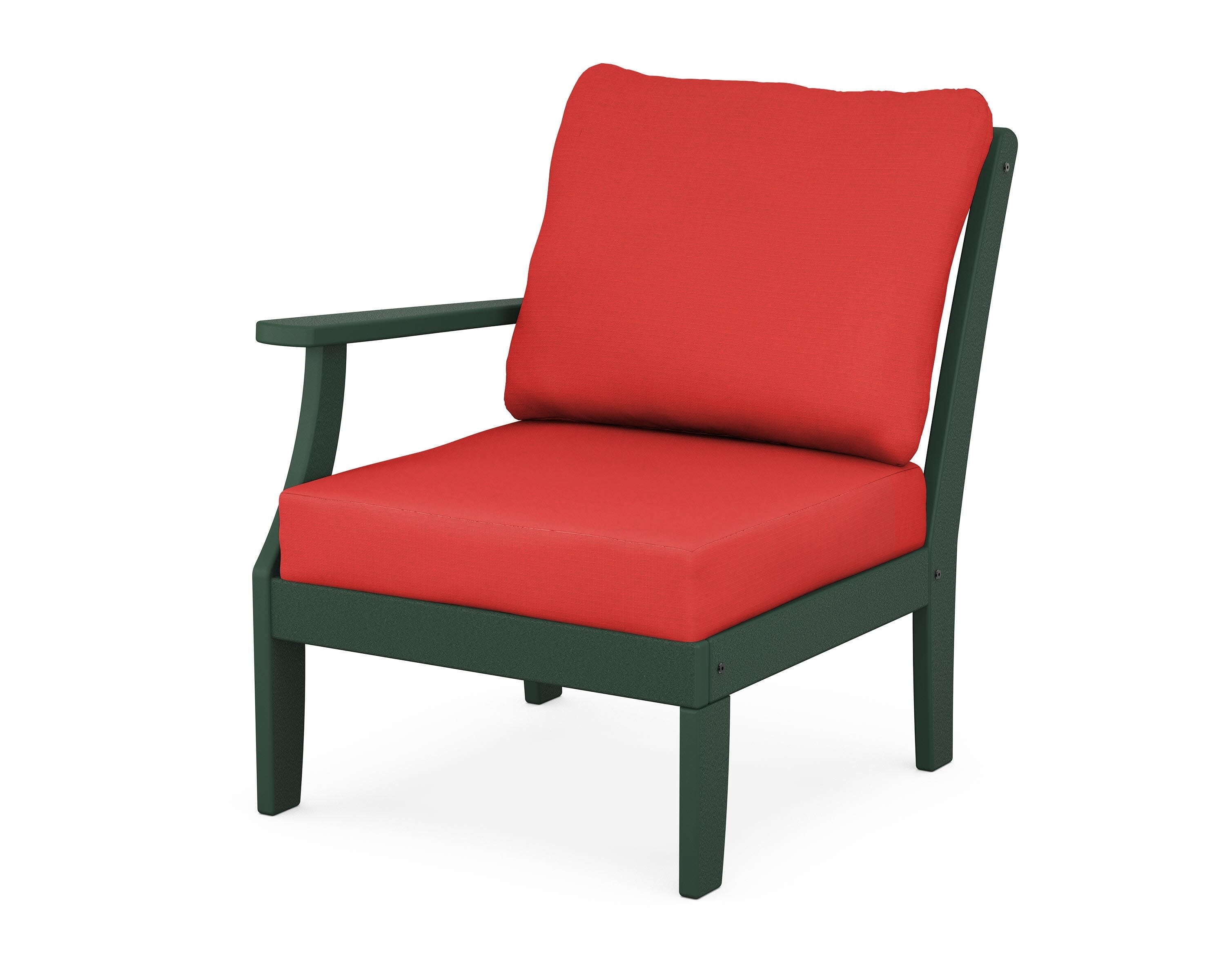 Yacht Club Modular Left Arm Chair in Rainforest Canopy / Crimson Linen