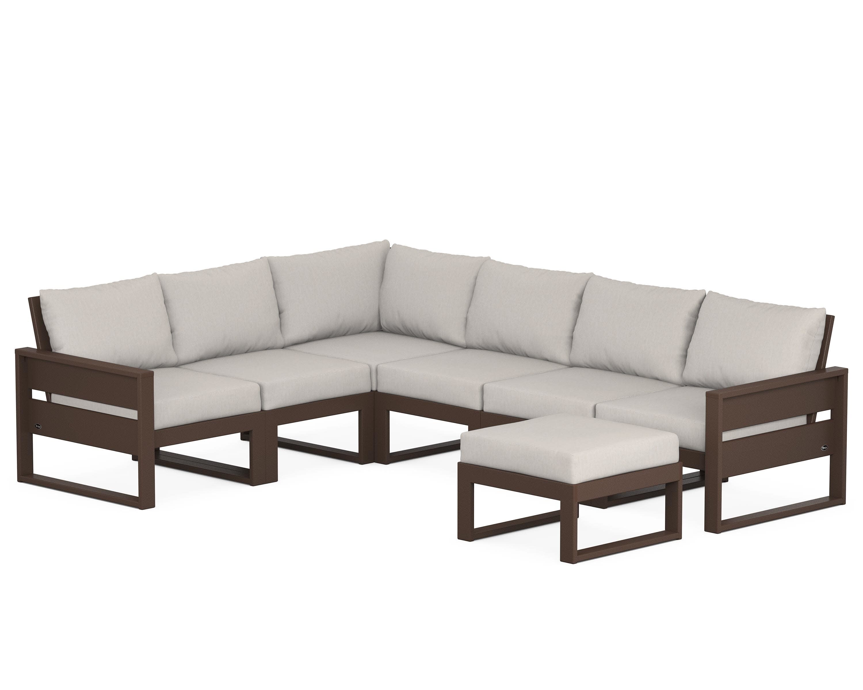 Eastport 6-Piece Sectional with Ottoman in Vintage Lantern / Cast Ash