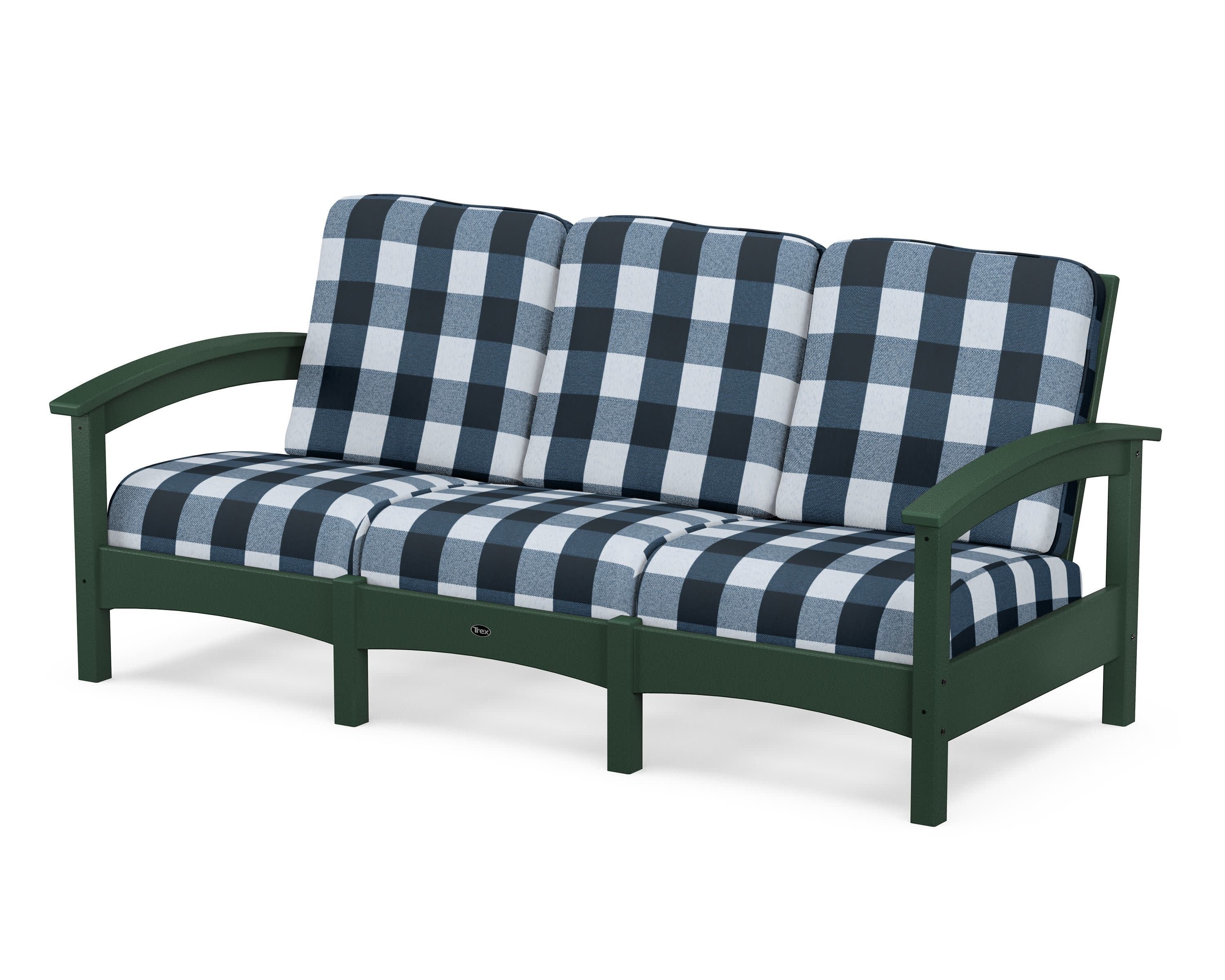 Rockport Club Sofa in Rainforest Canopy / Buffalo Plaid Marine Indigo