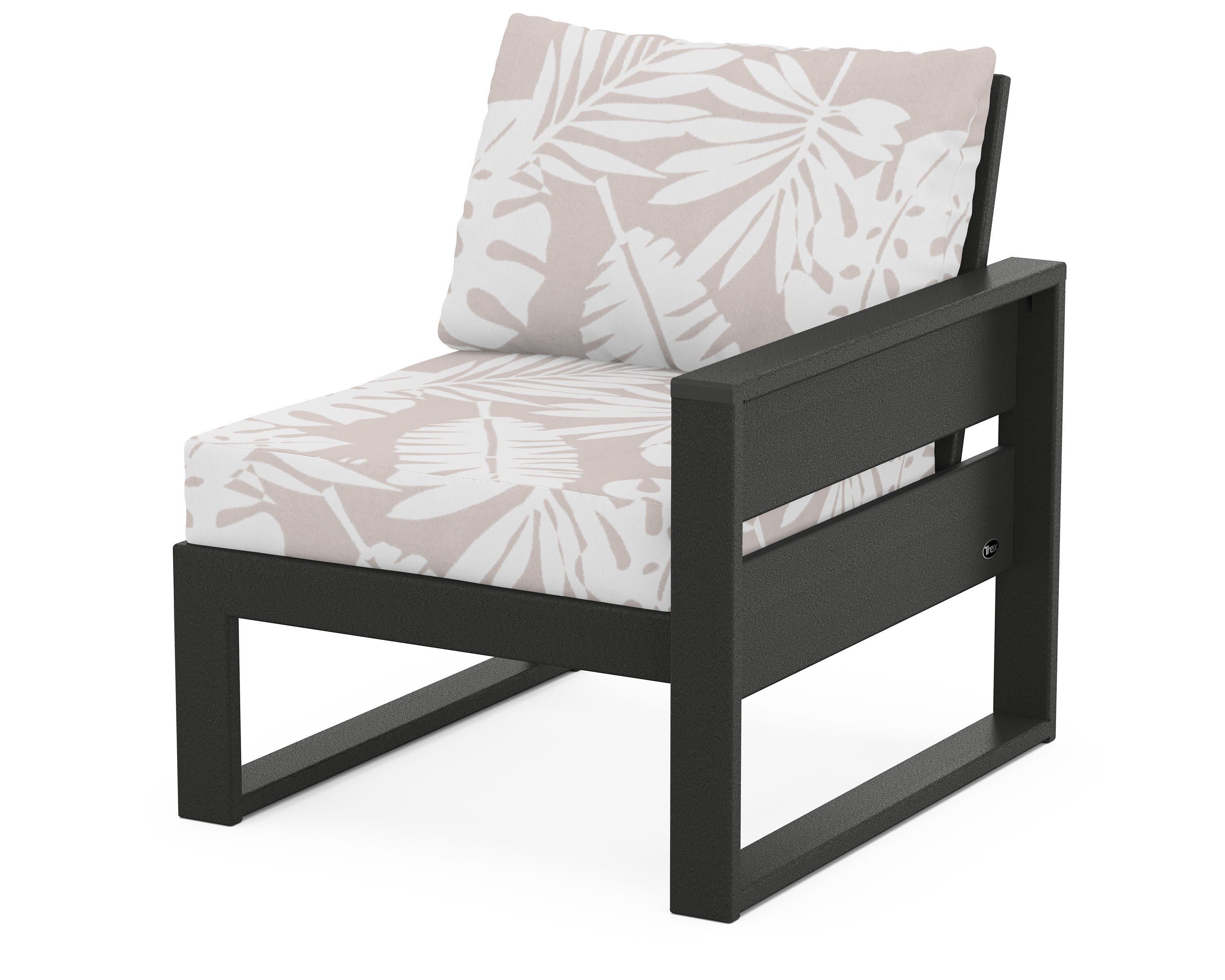 Eastport Modular Right Arm Chair in Charcoal Black / Leaf Dune Burlap