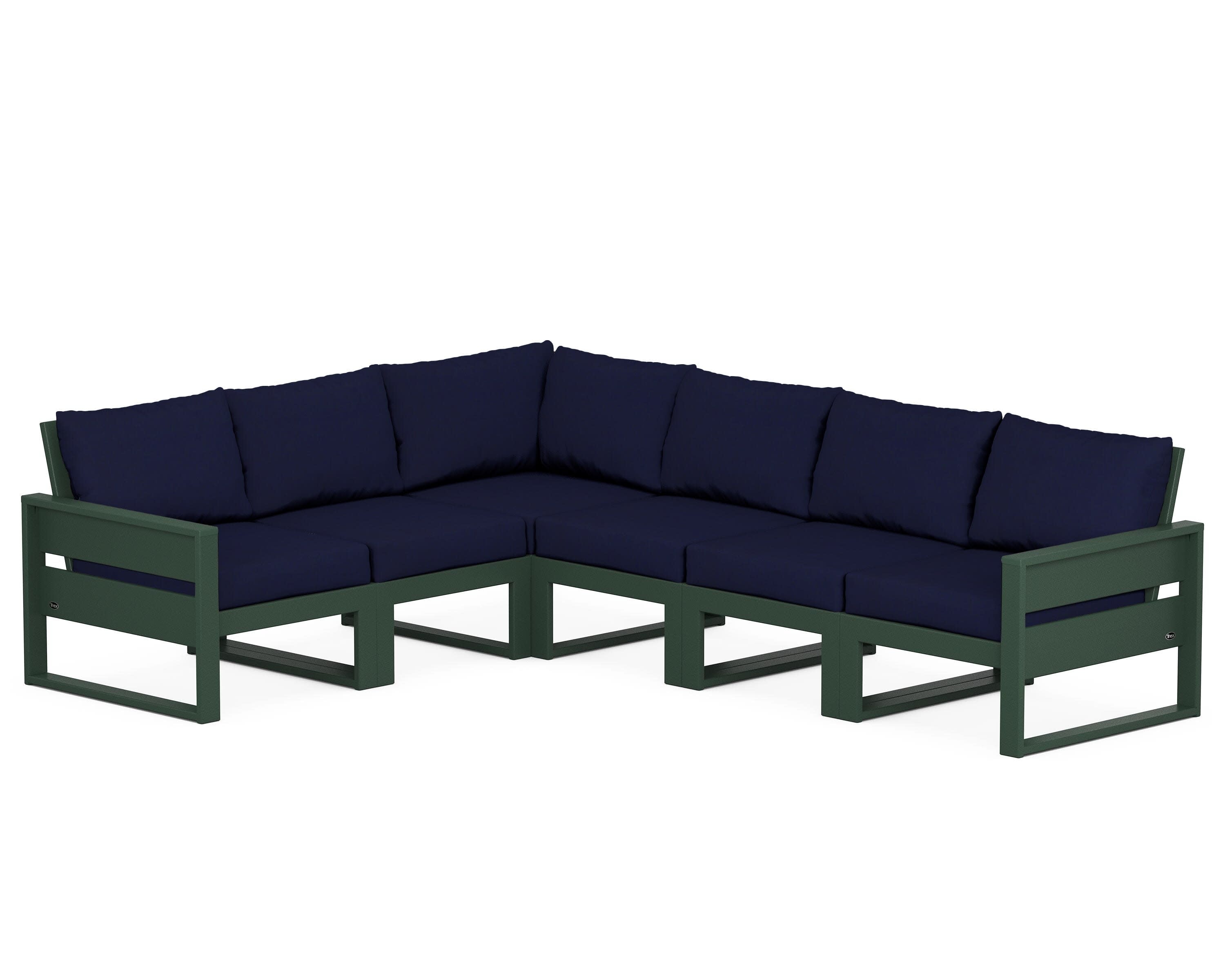 Eastport 6-Piece Sectional in Rainforest Canopy / Navy