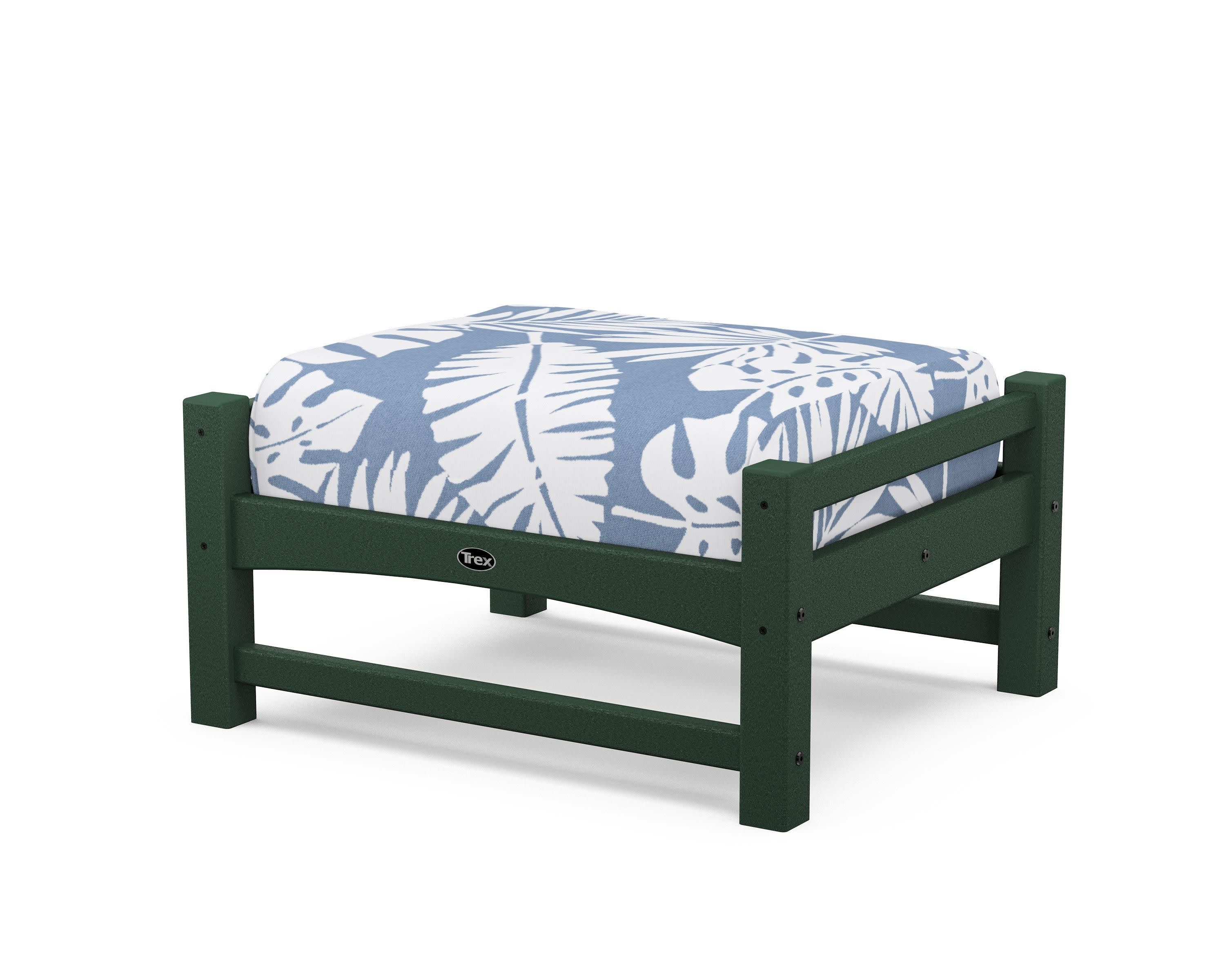 Rockport Club Ottoman in Rainforest Canopy / Leaf Sky Blue