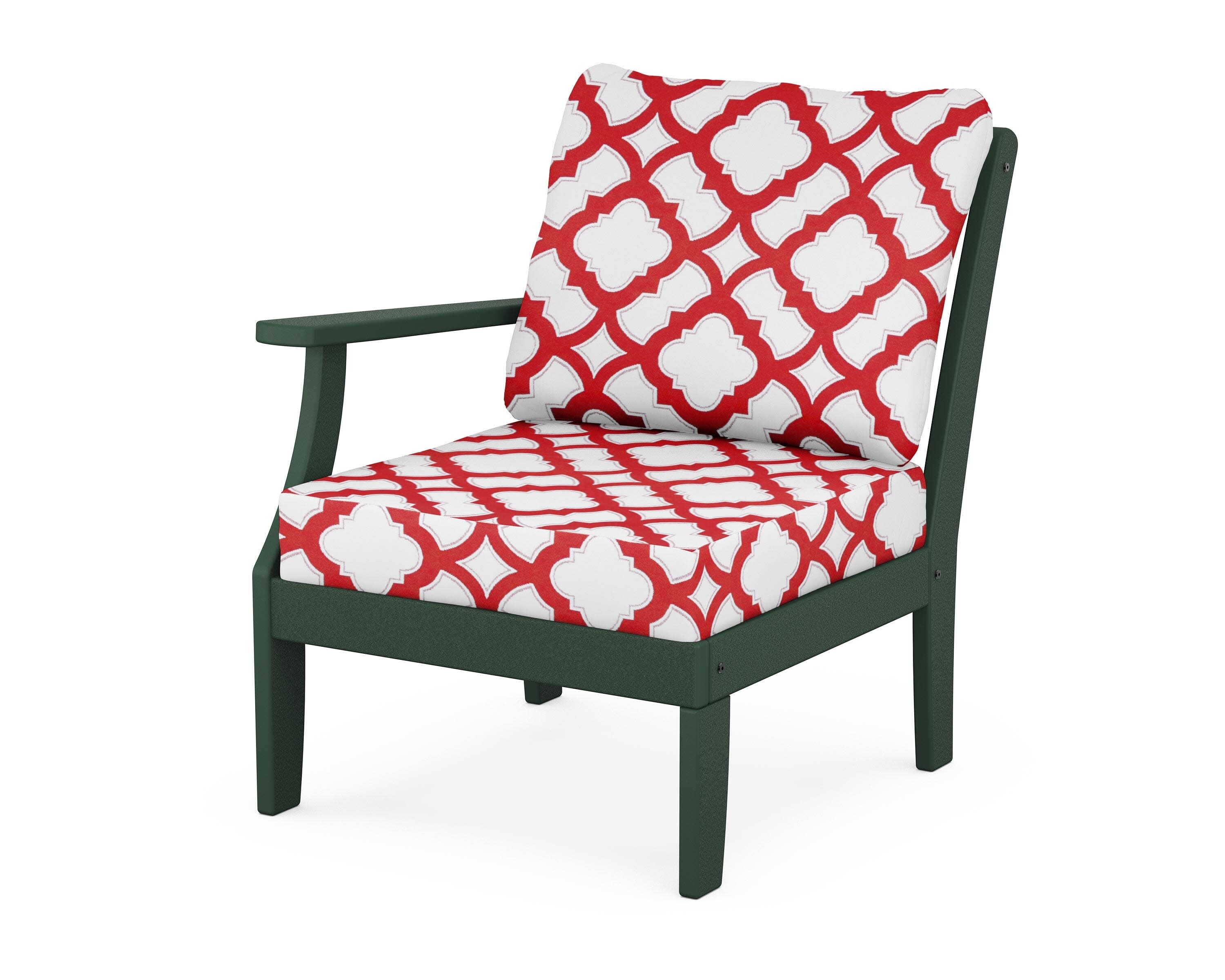 Yacht Club Modular Left Arm Chair in Rainforest Canopy / Trellis Crimson