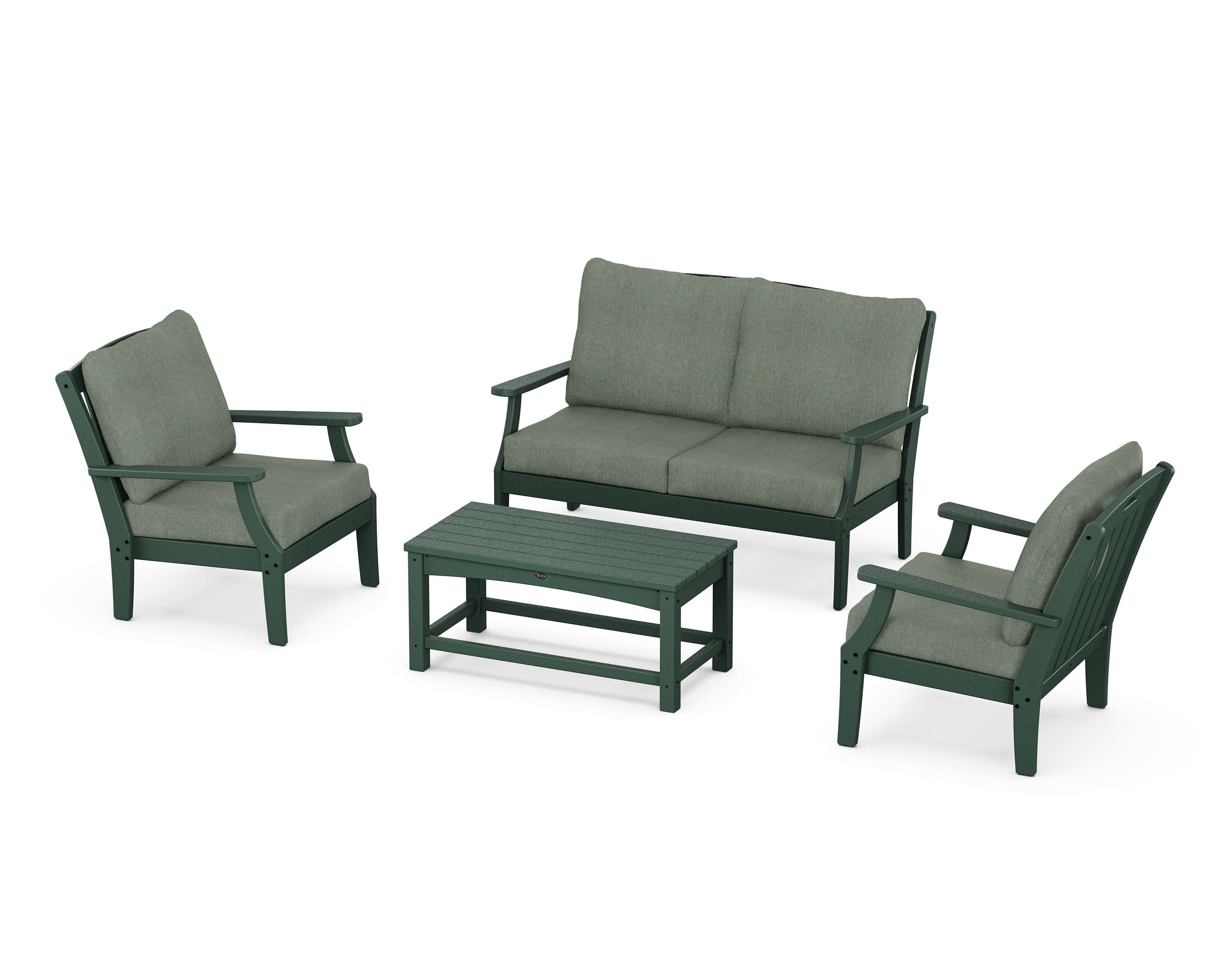 Yacht Club 4-Piece Deep Seating Chair Set in Rainforest Canopy / Cast Sage