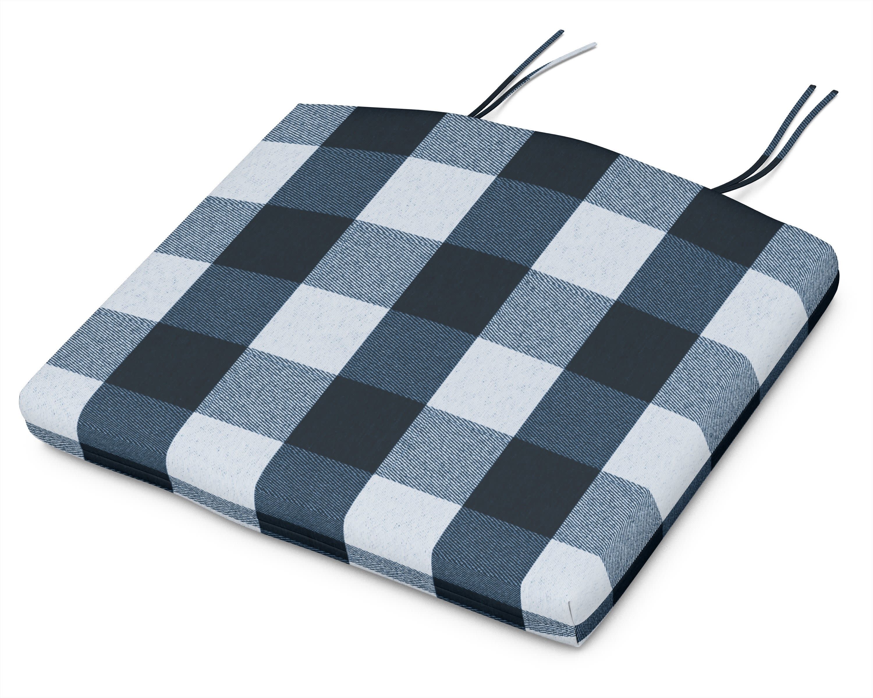 Seat Cushion - 18"D x 22"W x 2.5"H in Buffalo Plaid Marine Indigo