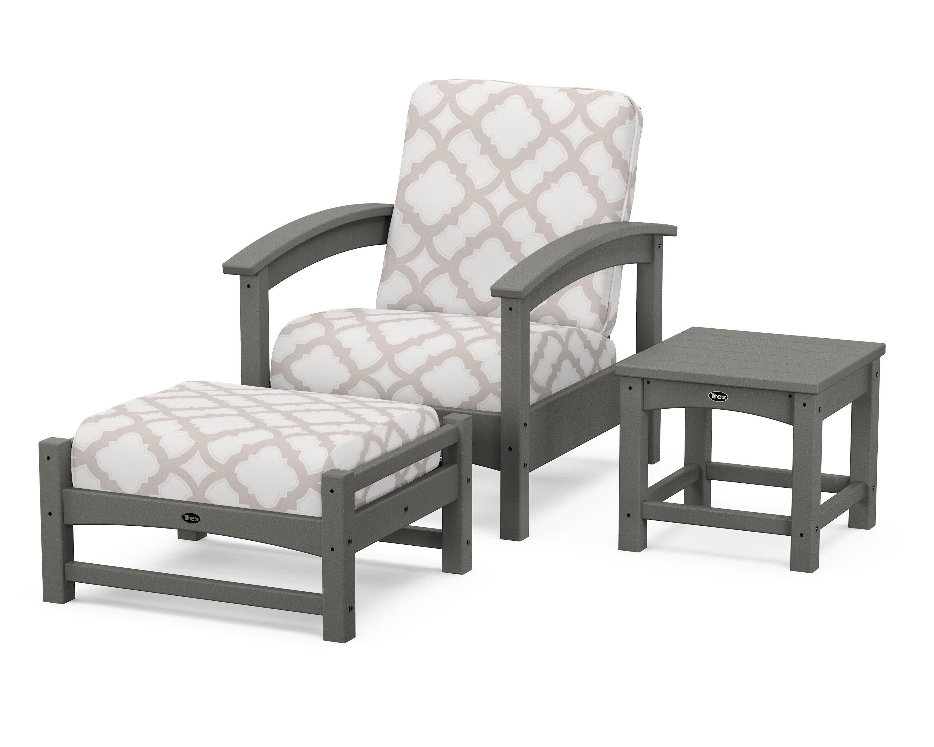 Rockport 3-Piece Deep Seating Set in Stepping Stone / Trellis Dune Burlap