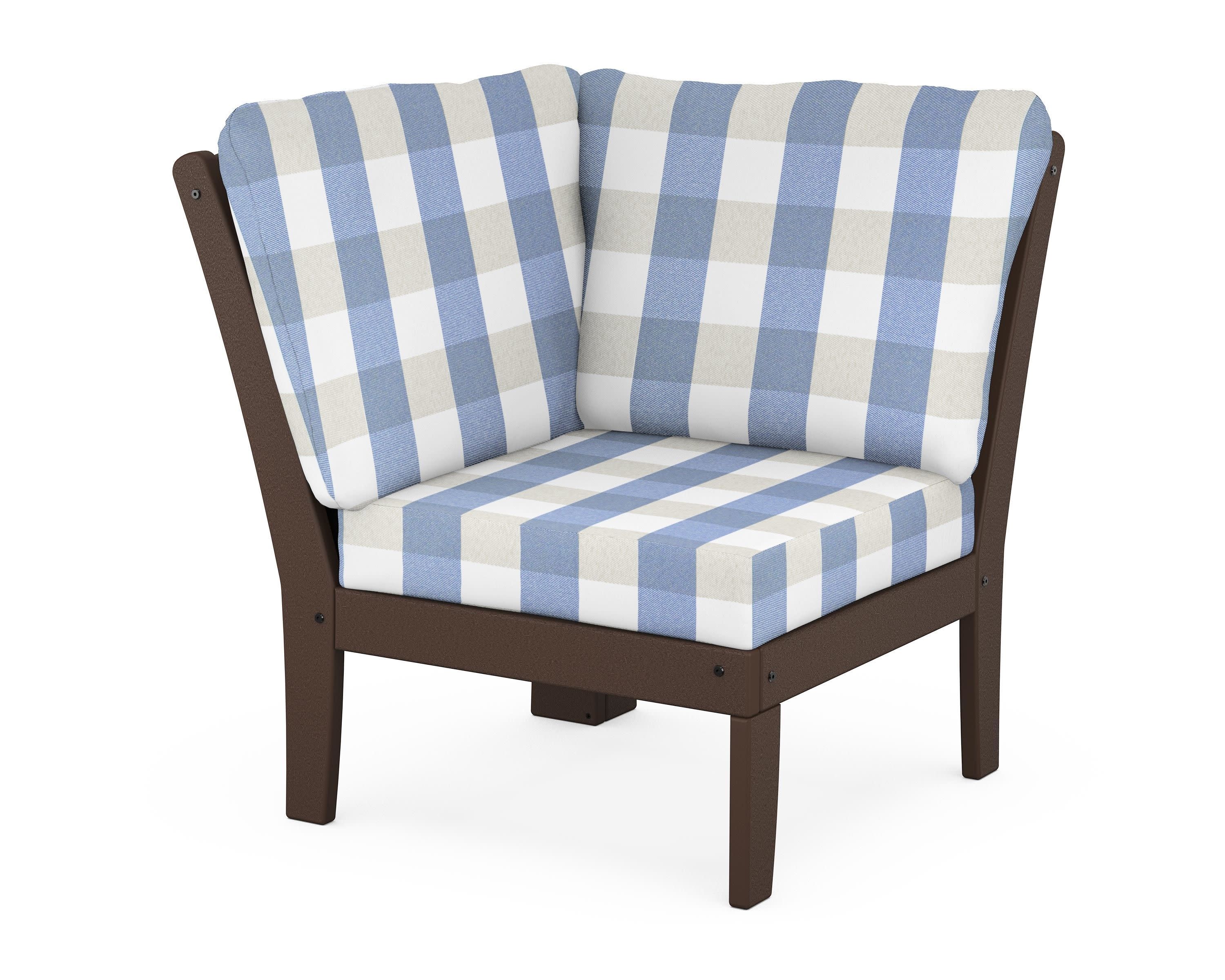Yacht Club Modular Corner Chair in Vintage Lantern / Buffalo Plaid Sky Blue