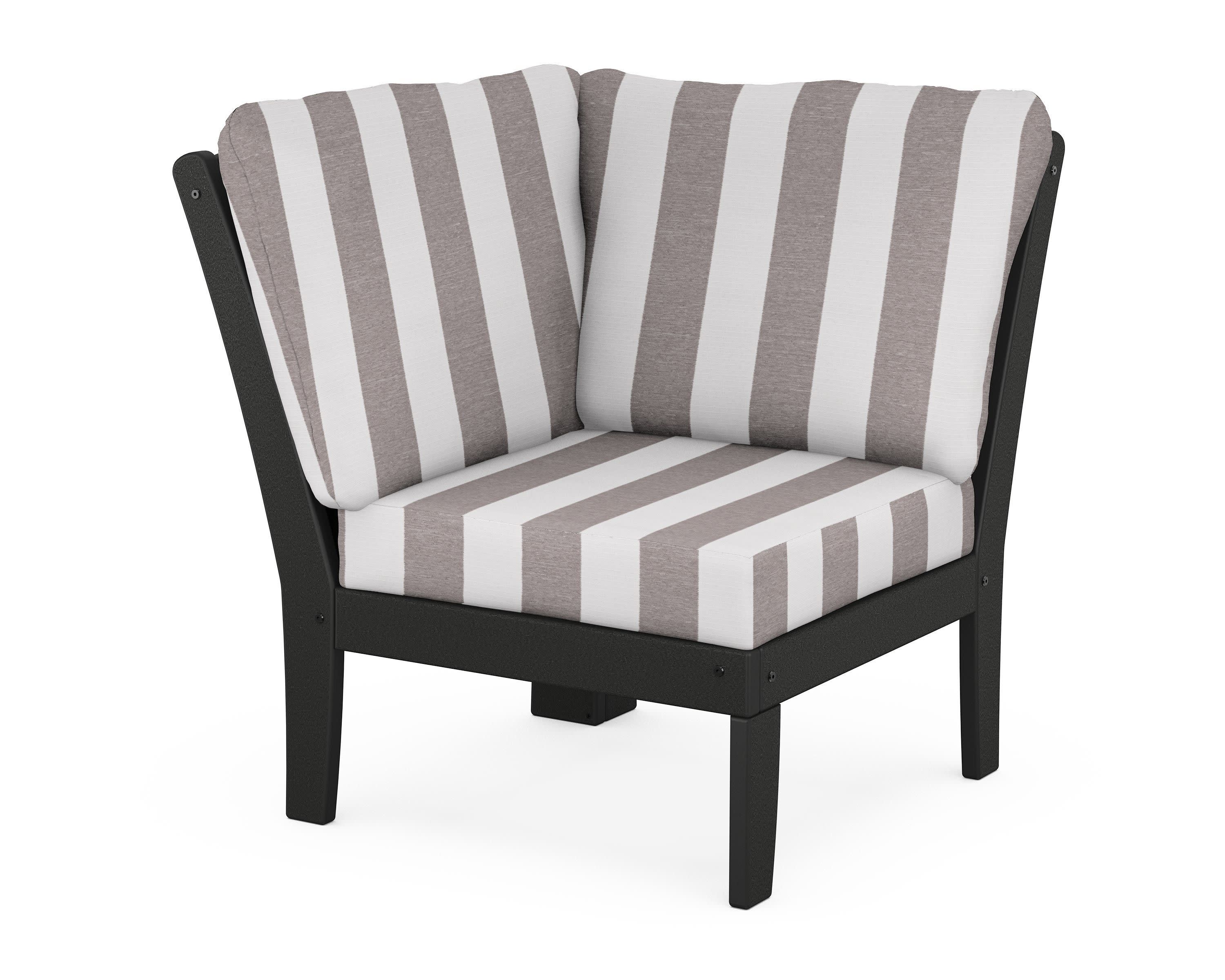 Yacht Club Modular Corner Chair in Charcoal Black / Cabana Stripe Grey Mist