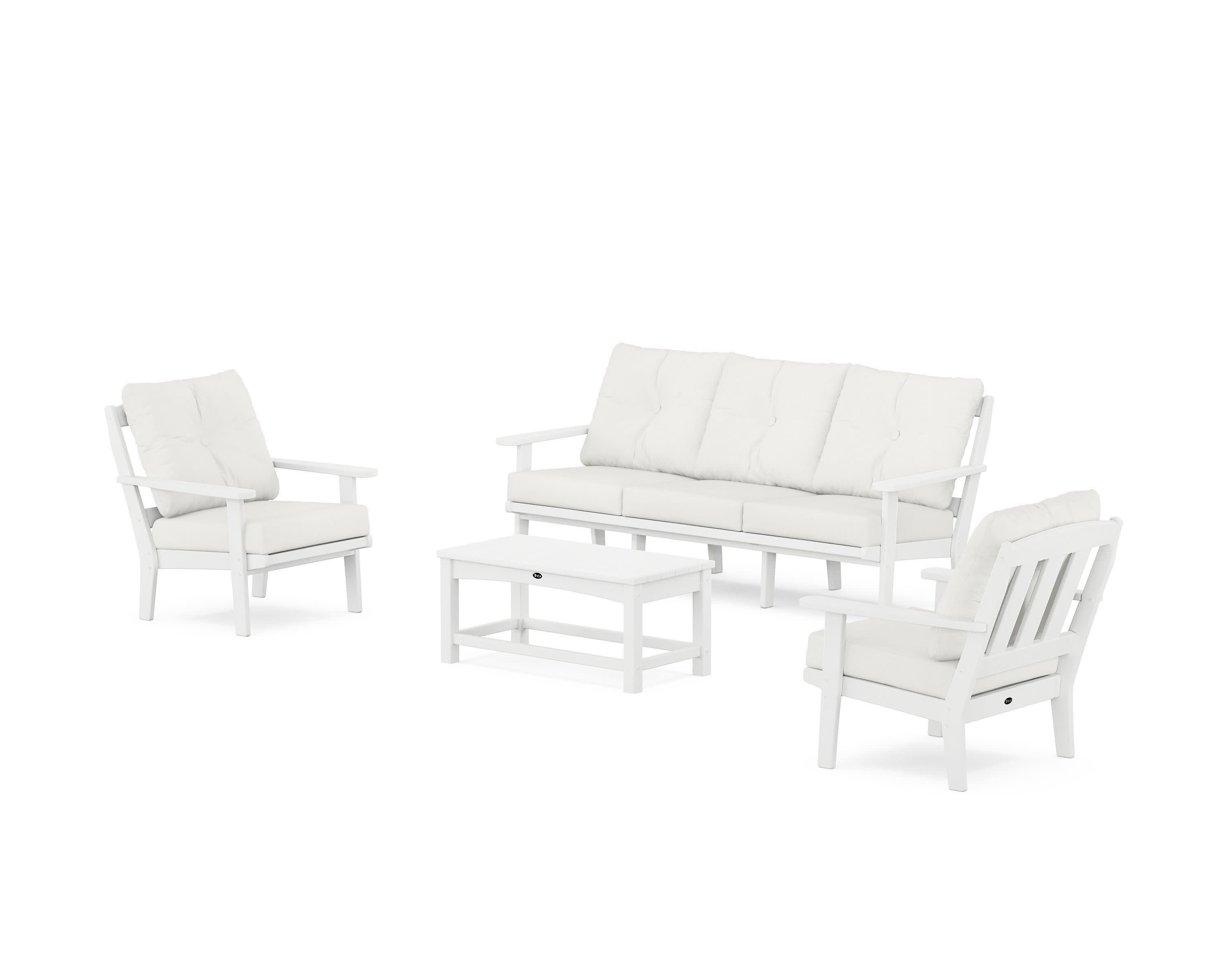 Cape Cod 4-Piece Deep Seating Set with Sofa in Classic White / Natural Linen