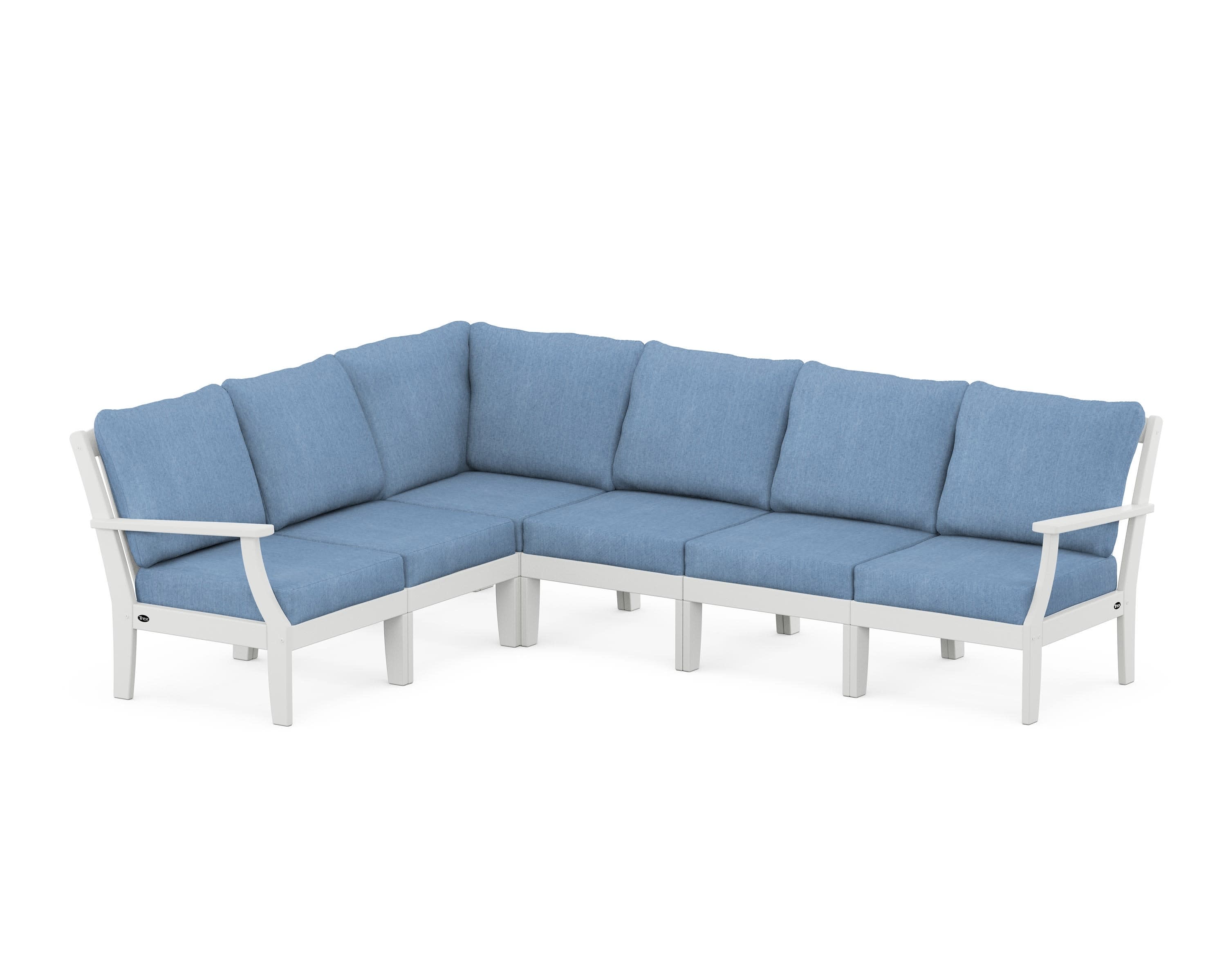 Yacht Club Modular 6-Piece Deep Seating Set in Classic White / Sky Blue