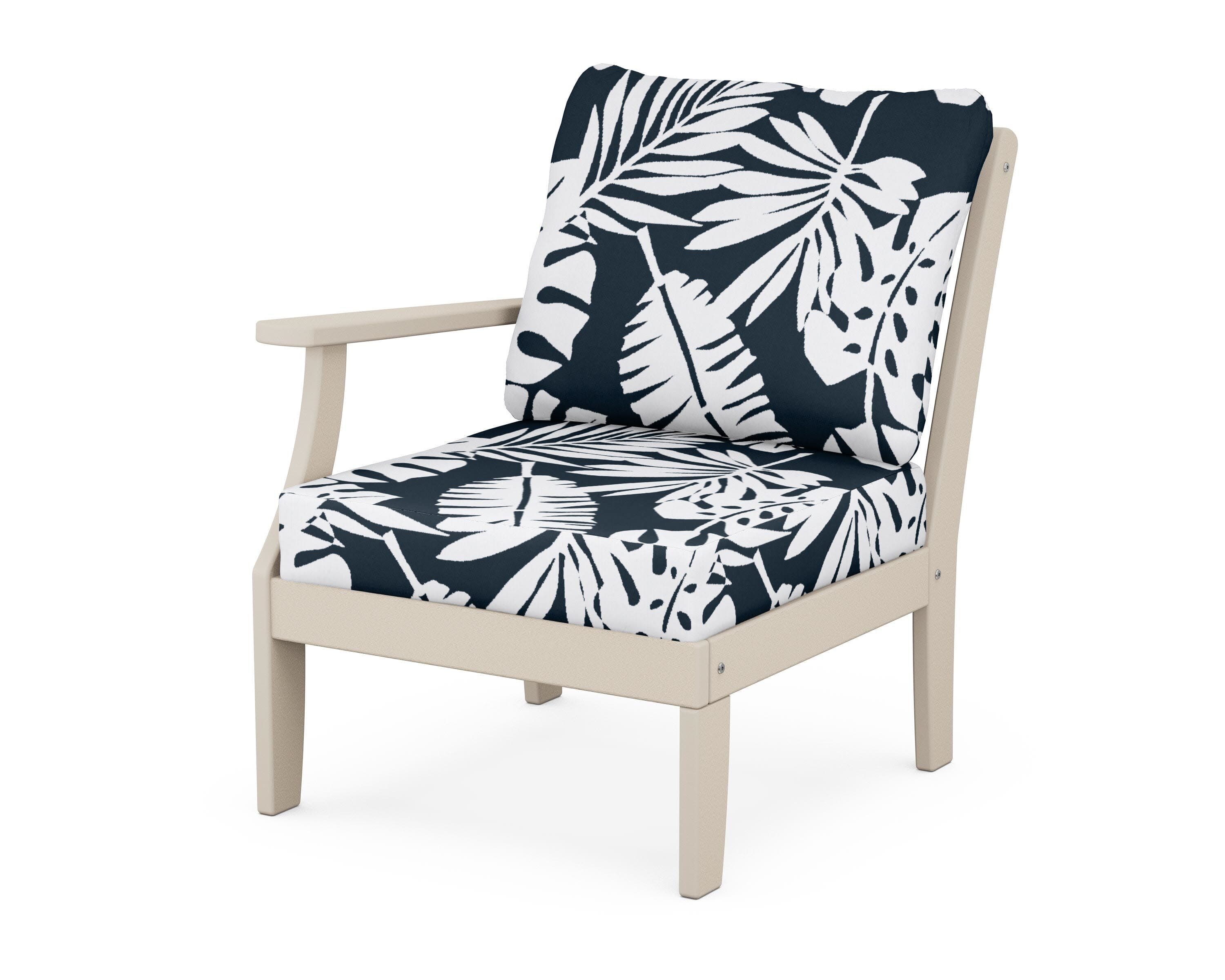 Yacht Club Modular Left Arm Chair in Sand Castle / Leaf Marine Indigo
