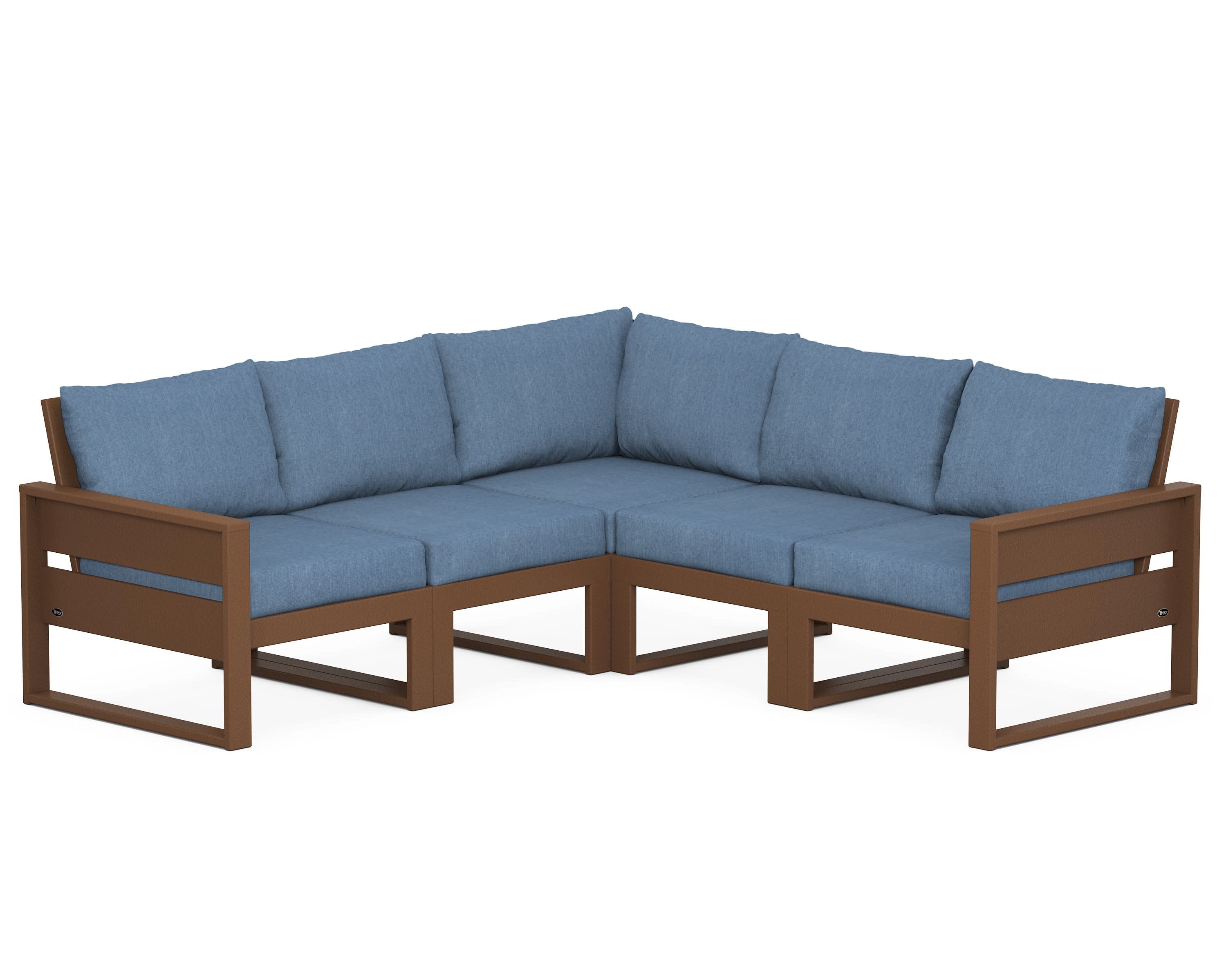 Eastport 5-Piece Sectional in Tree House / Sky Blue