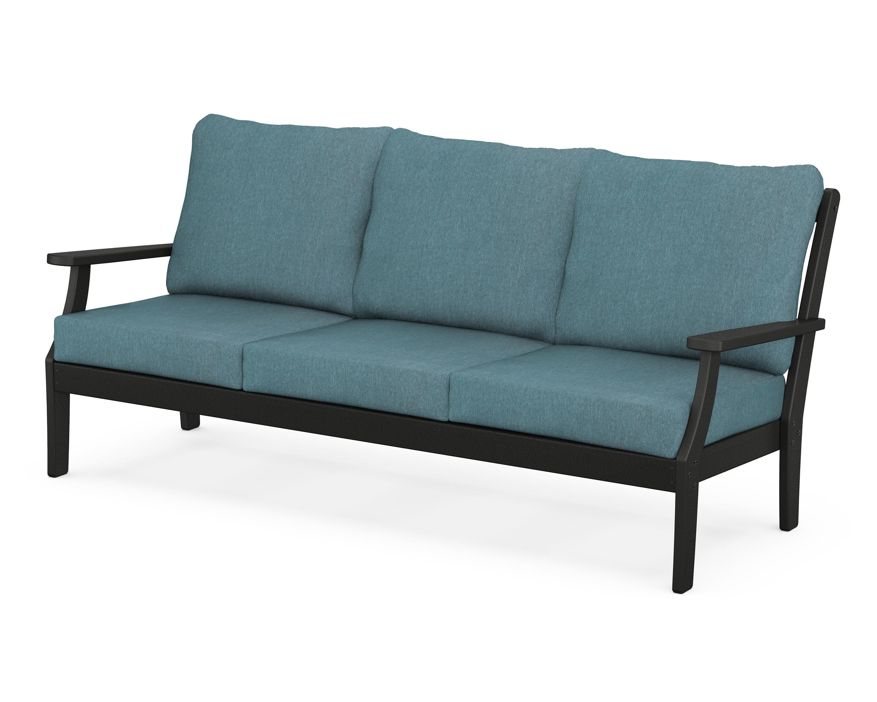 Yacht Club Deep Seating Sofa in Charcoal Black / Ocean Teal