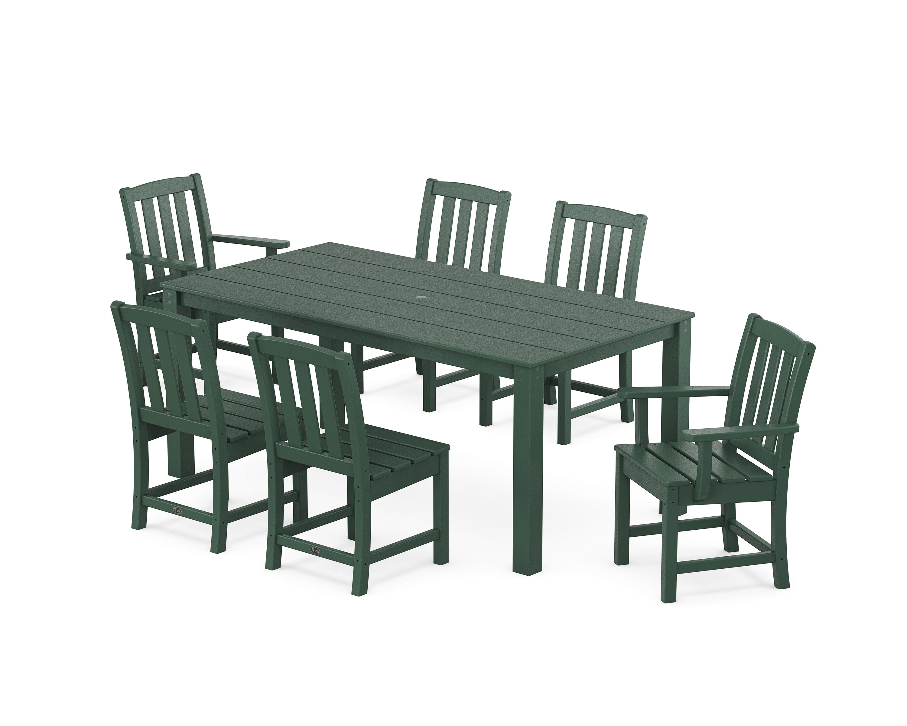 Cape Cod 7-Piece Parsons Dining Set in Rainforest Canopy