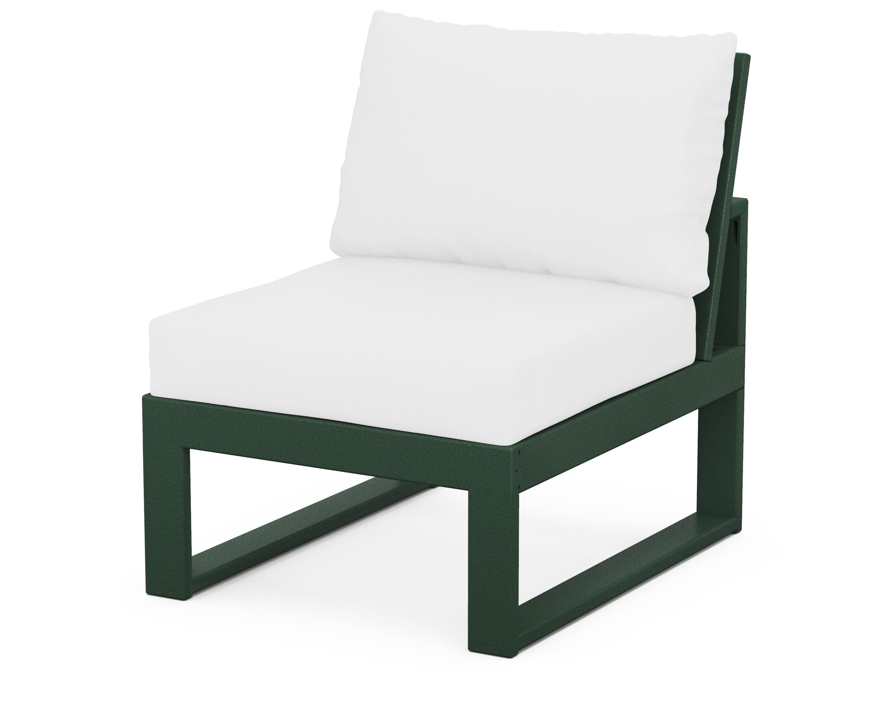 Modular Armless Chair in Green / Natural