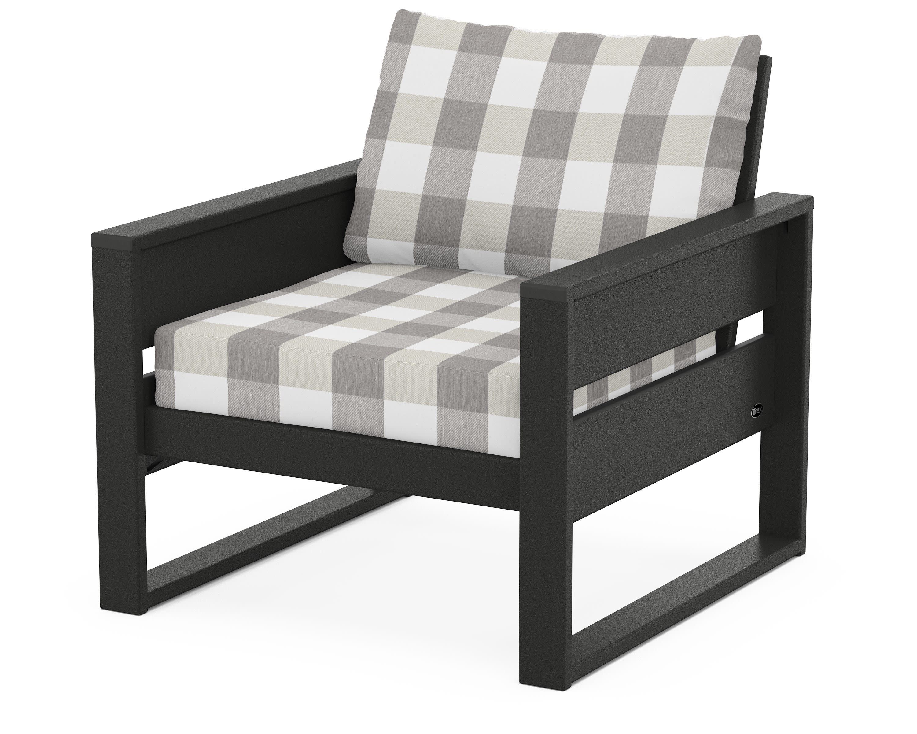 Eastport Club Chair in Charcoal Black / Buffalo Plaid Grey Mist