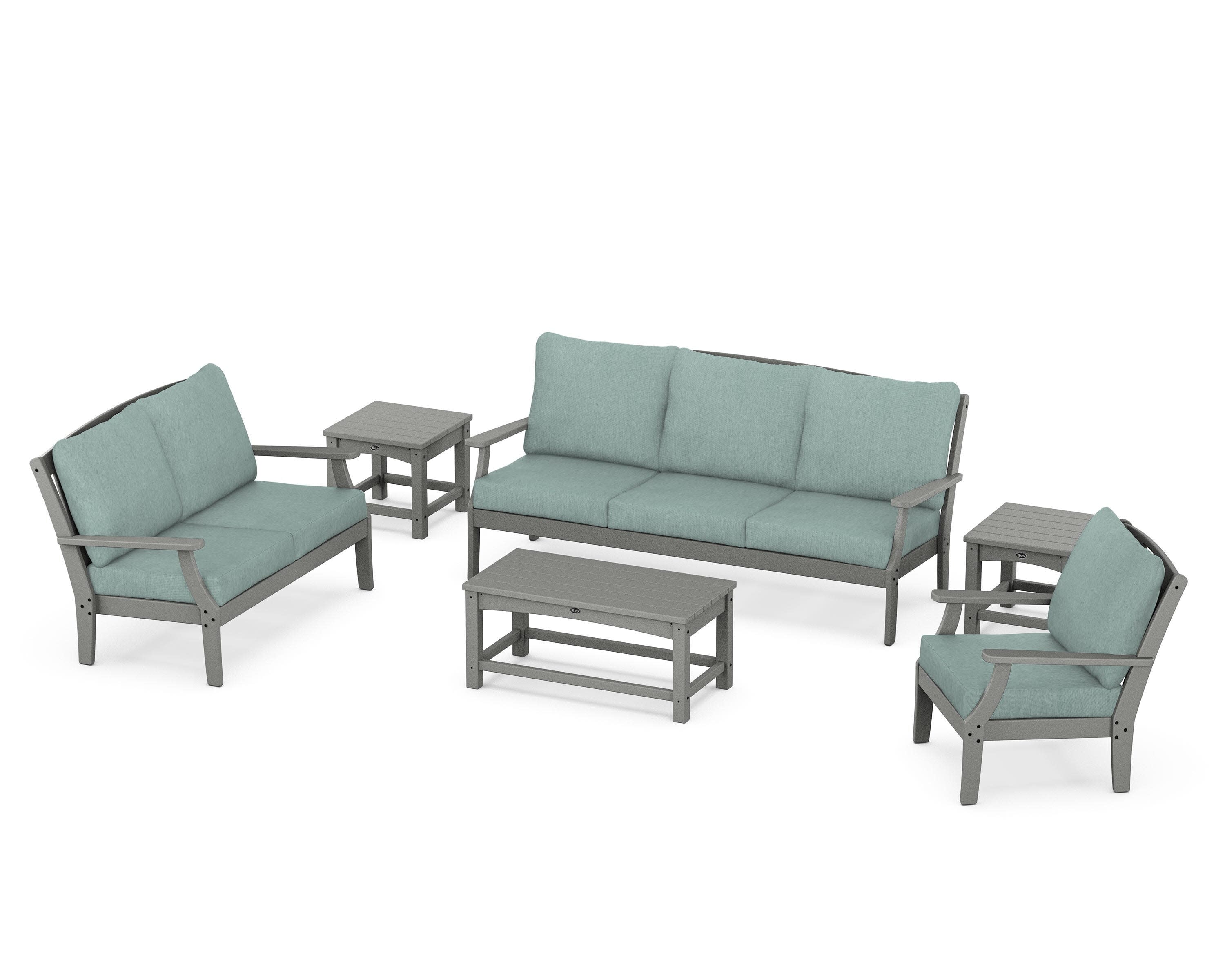 Yacht Club 6-Piece Deep Seating Set in Stepping Stone / Glacier Spa