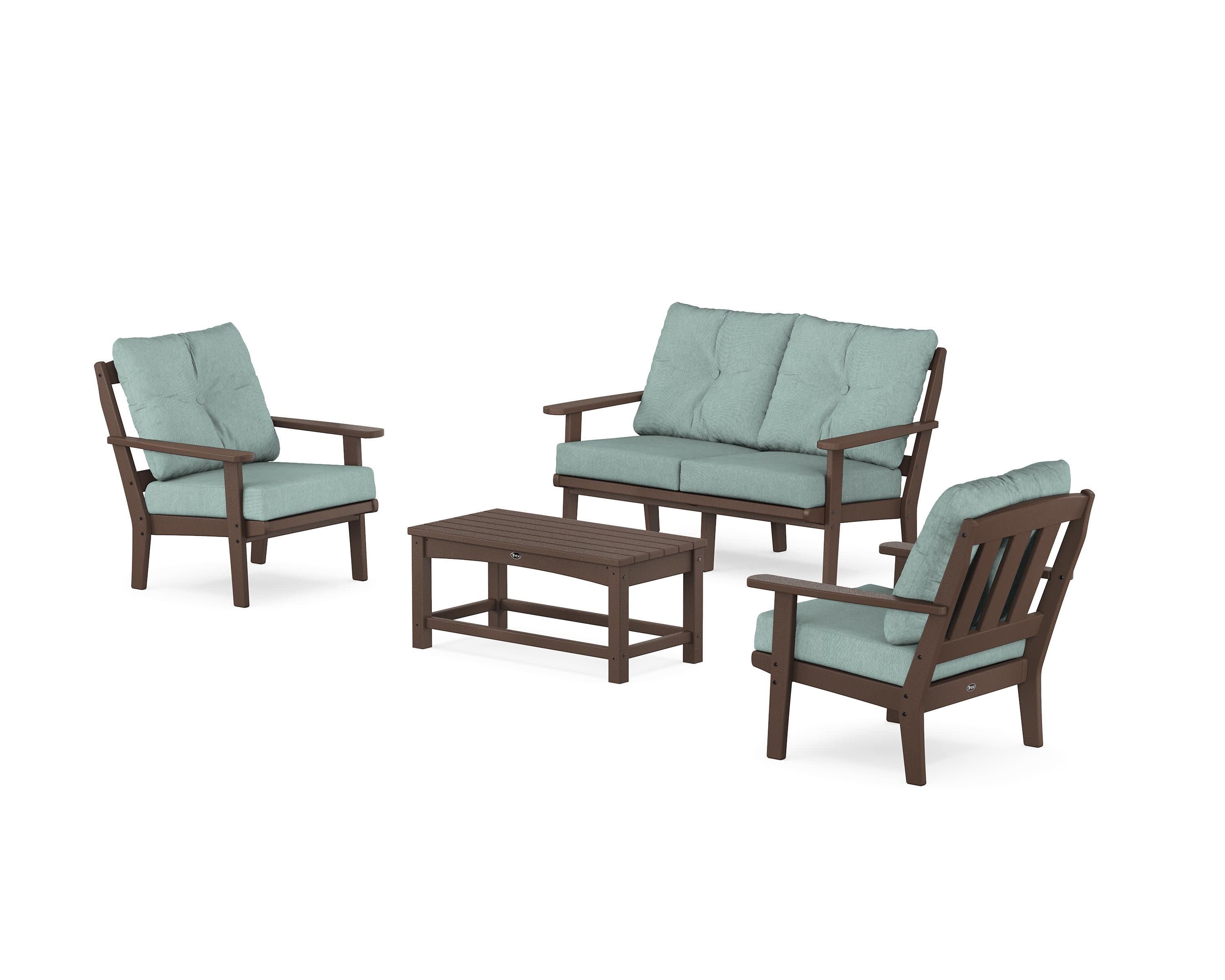 Cape Cod 4-Piece Deep Seating Set with Loveseat in Vintage Lantern / Glacier Spa