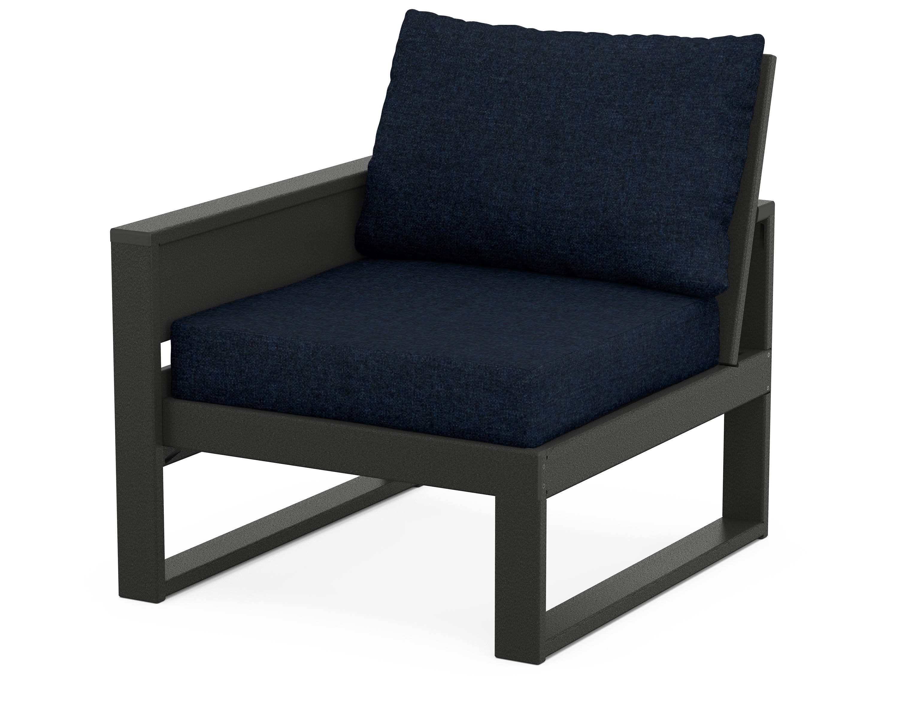 Eastport Modular Left Arm Chair in Charcoal Black / Marine Indigo