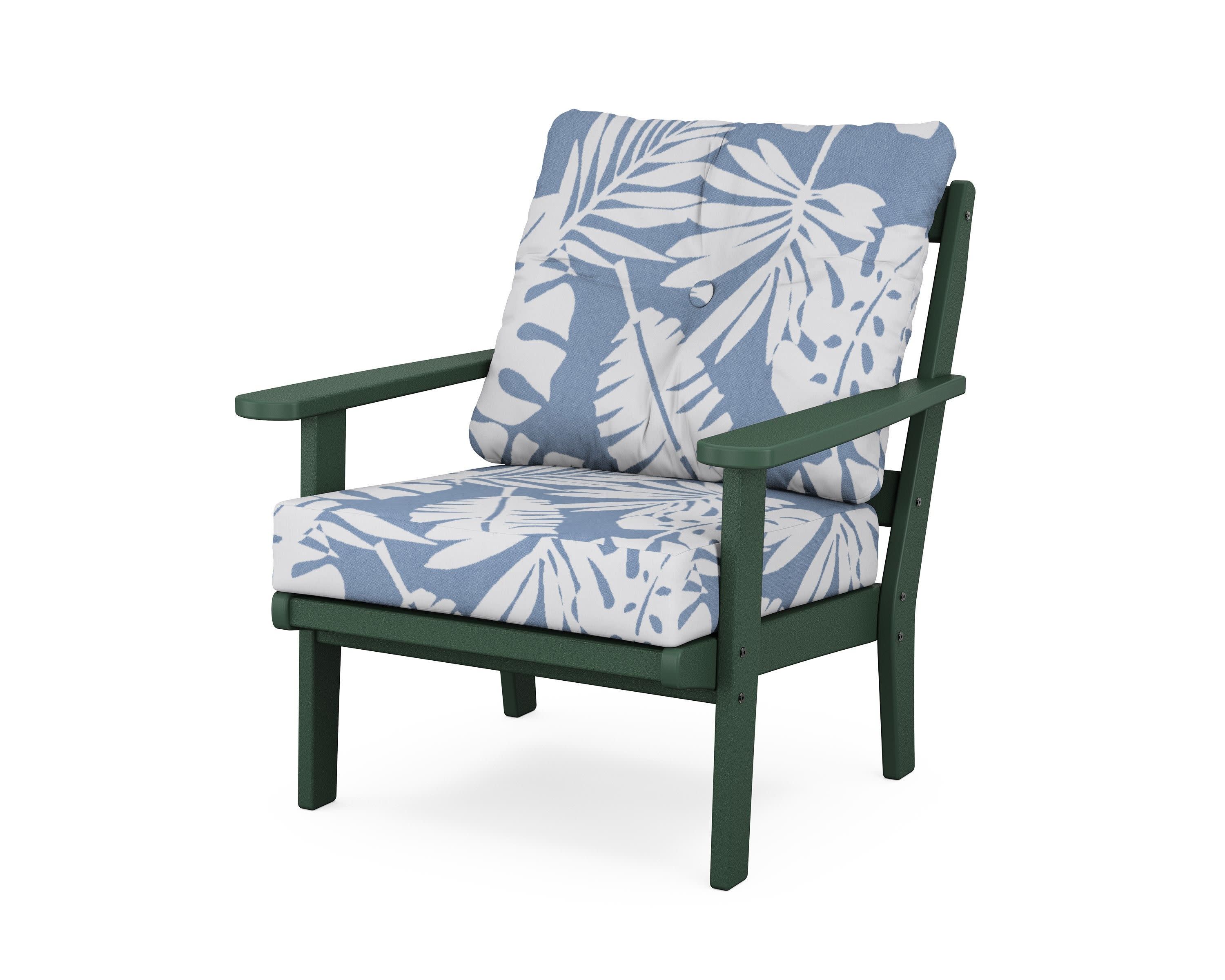Cape Cod Deep Seating Chair in Rainforest Canopy / Leaf Sky Blue