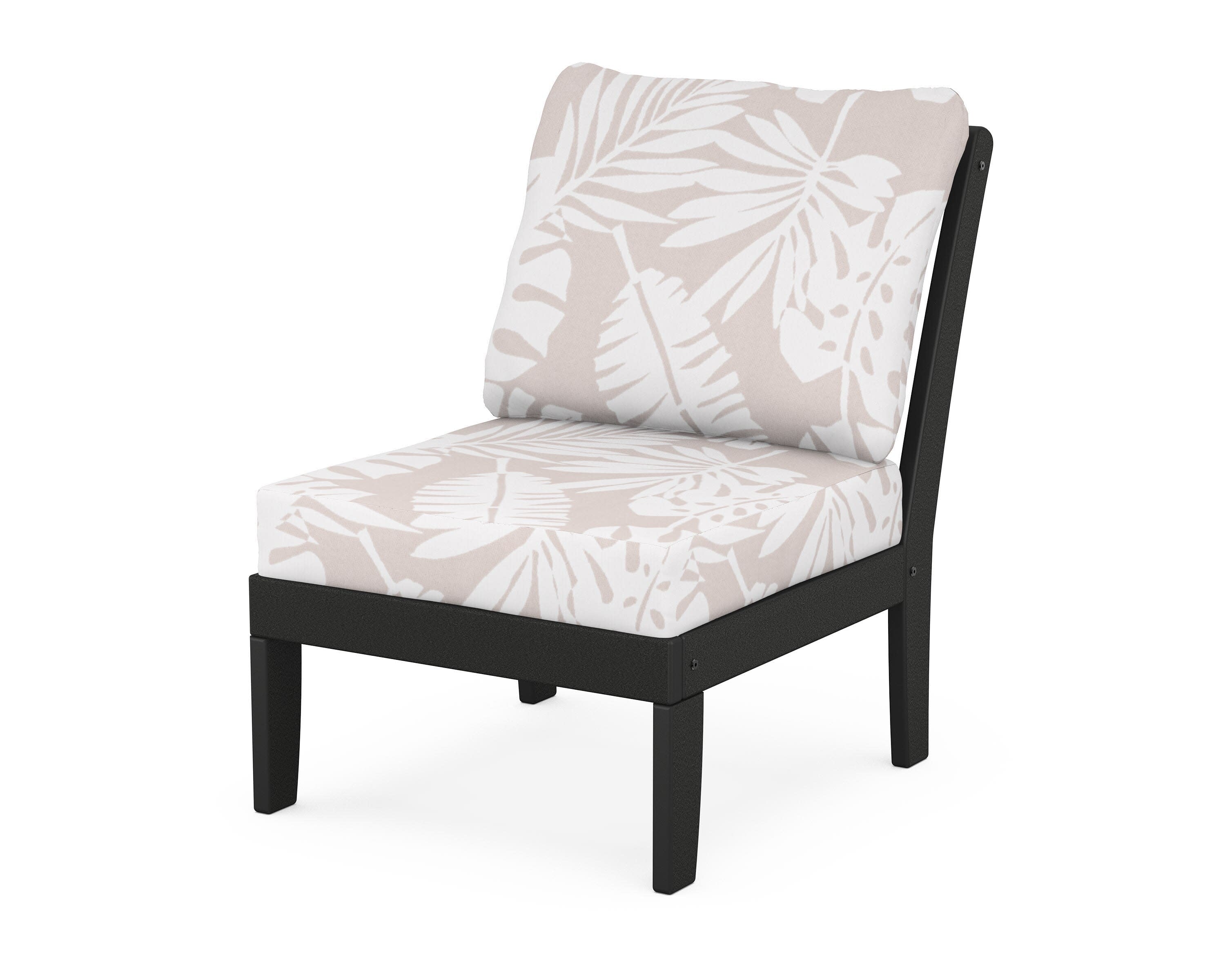 Yacht Club Modular Armless Chair in Charcoal Black / Leaf Dune Burlap