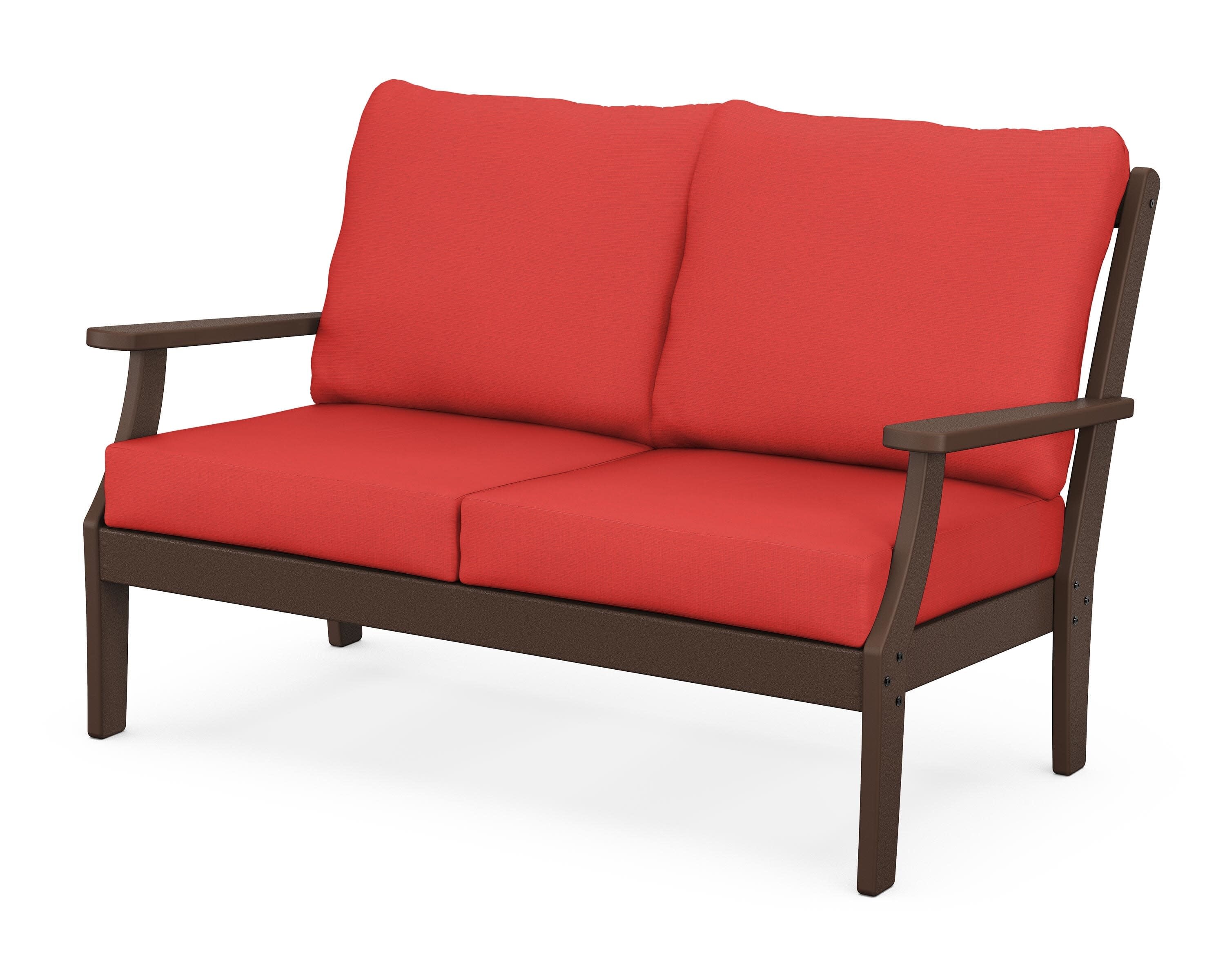 Yacht Club Deep Seating Loveseat in Vintage Lantern / Crimson Linen