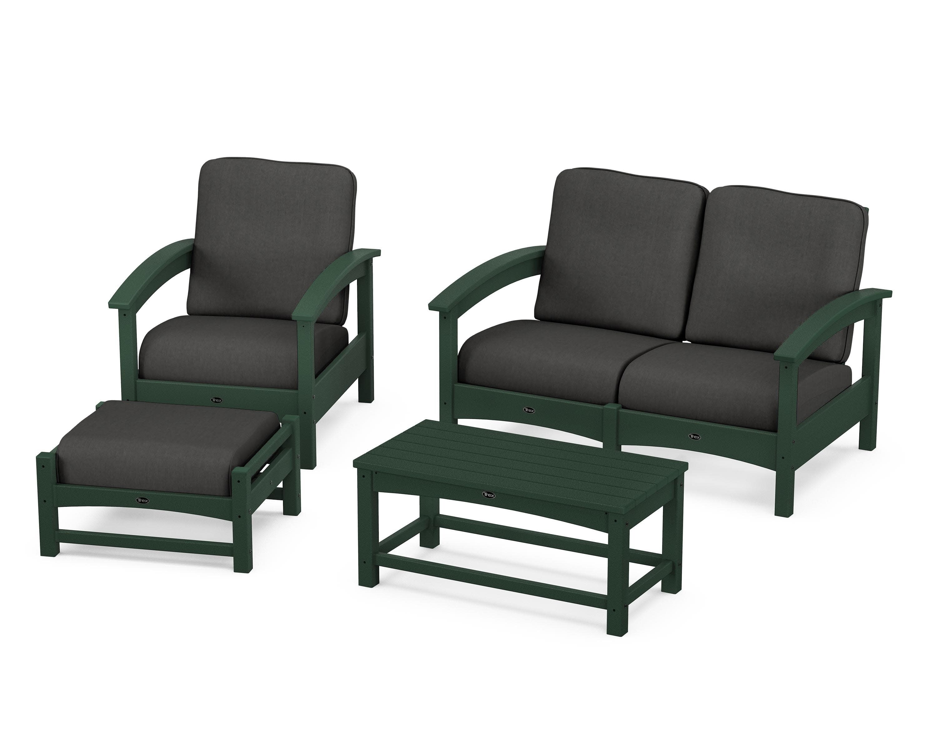 Rockport 4-Piece Deep Seating Conversation Group in Rainforest Canopy / Spectrum Carbon