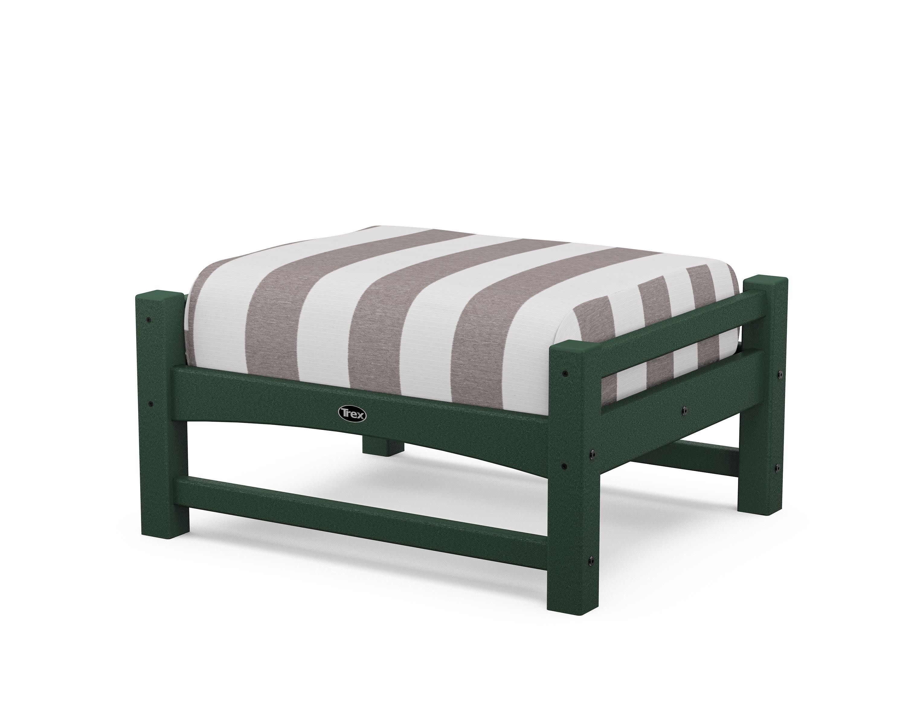 Rockport Club Ottoman in Rainforest Canopy / Cabana Stripe Grey Mist