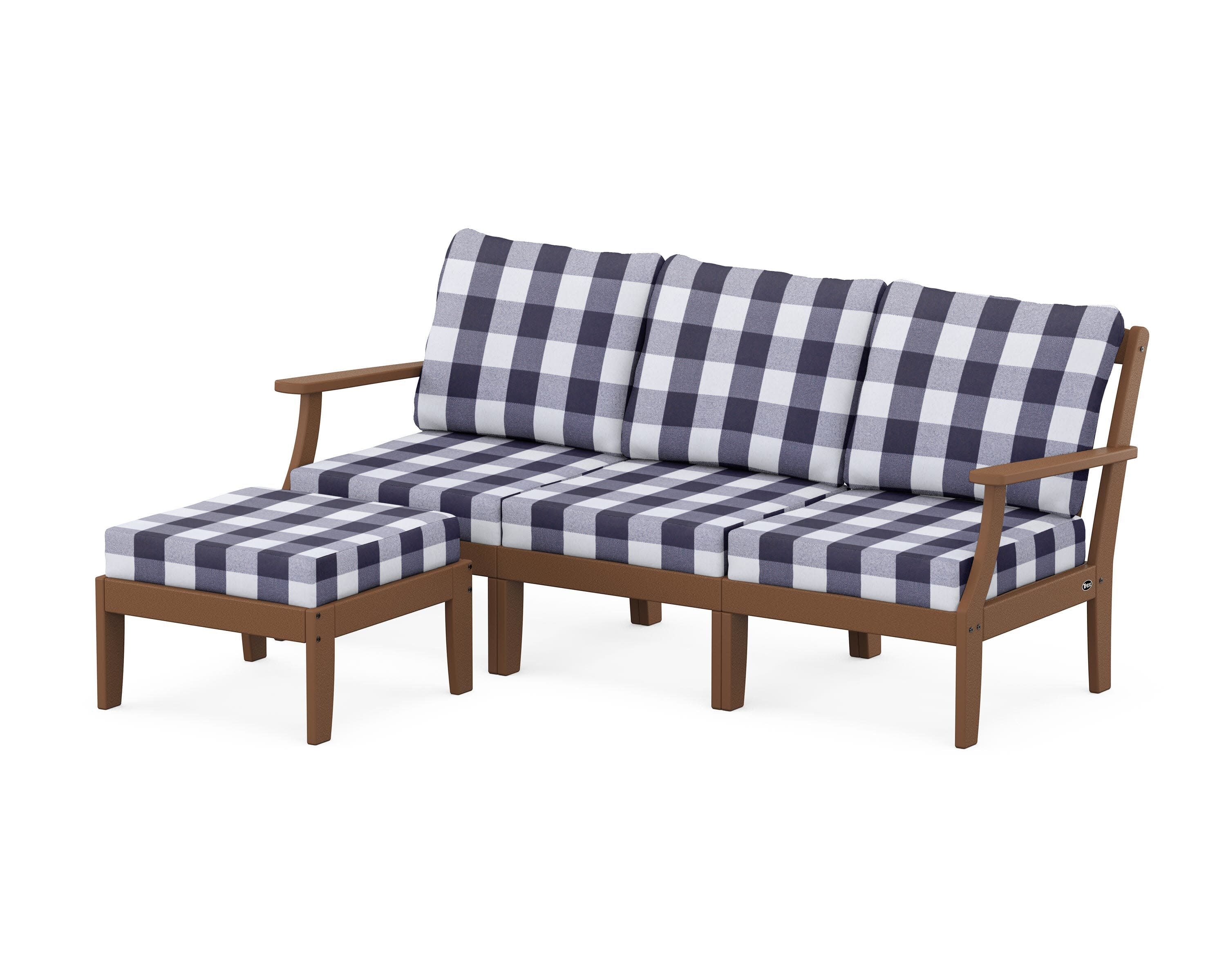 Yacht Club Modular 4-Piece Deep Seating Set with Ottoman in Tree House / Buffalo Plaid Navy