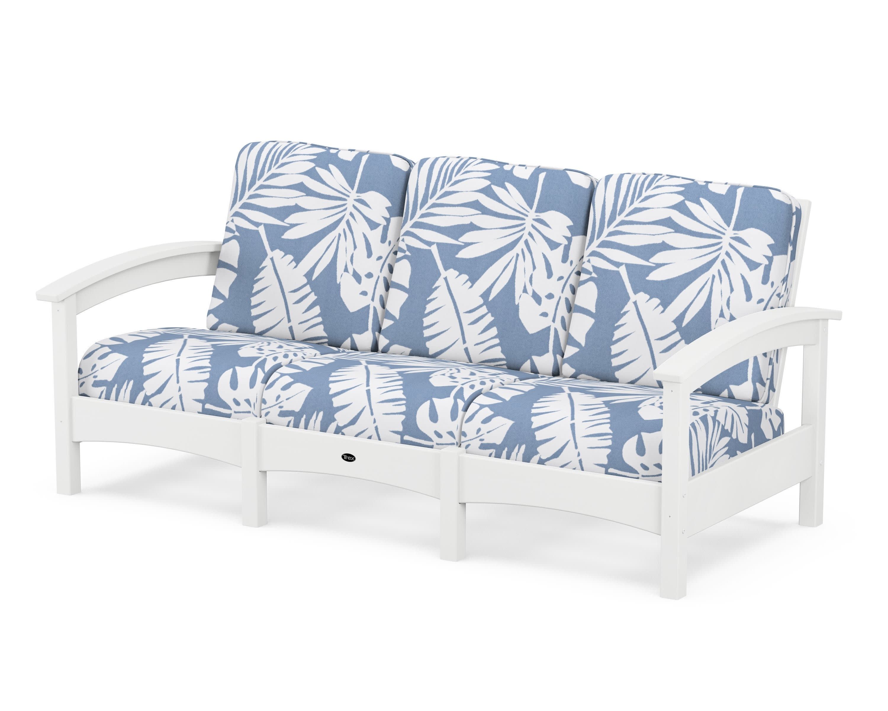 Rockport Club Sofa in Classic White / Leaf Sky Blue