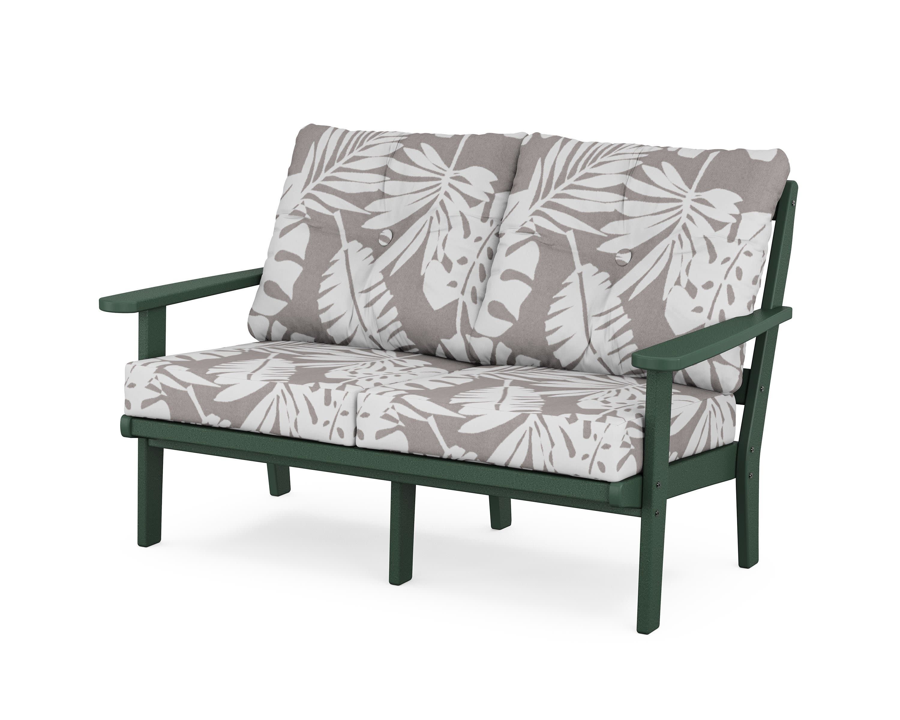 Cape Cod Deep Seating Loveseat in Rainforest Canopy / Leaf Grey Mist