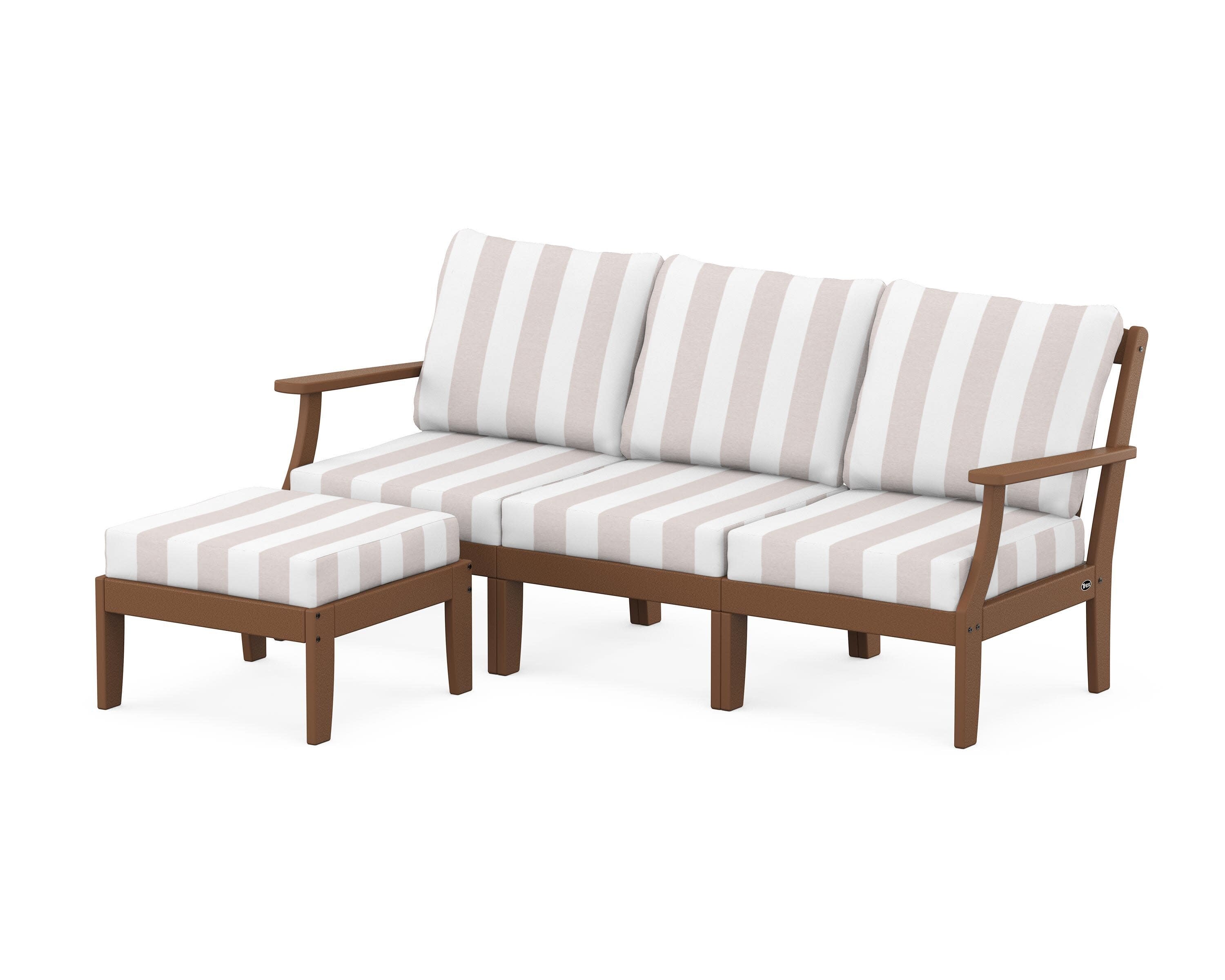 Yacht Club Modular 4-Piece Deep Seating Set with Ottoman in Tree House / Cabana Stripe Dune Burlap