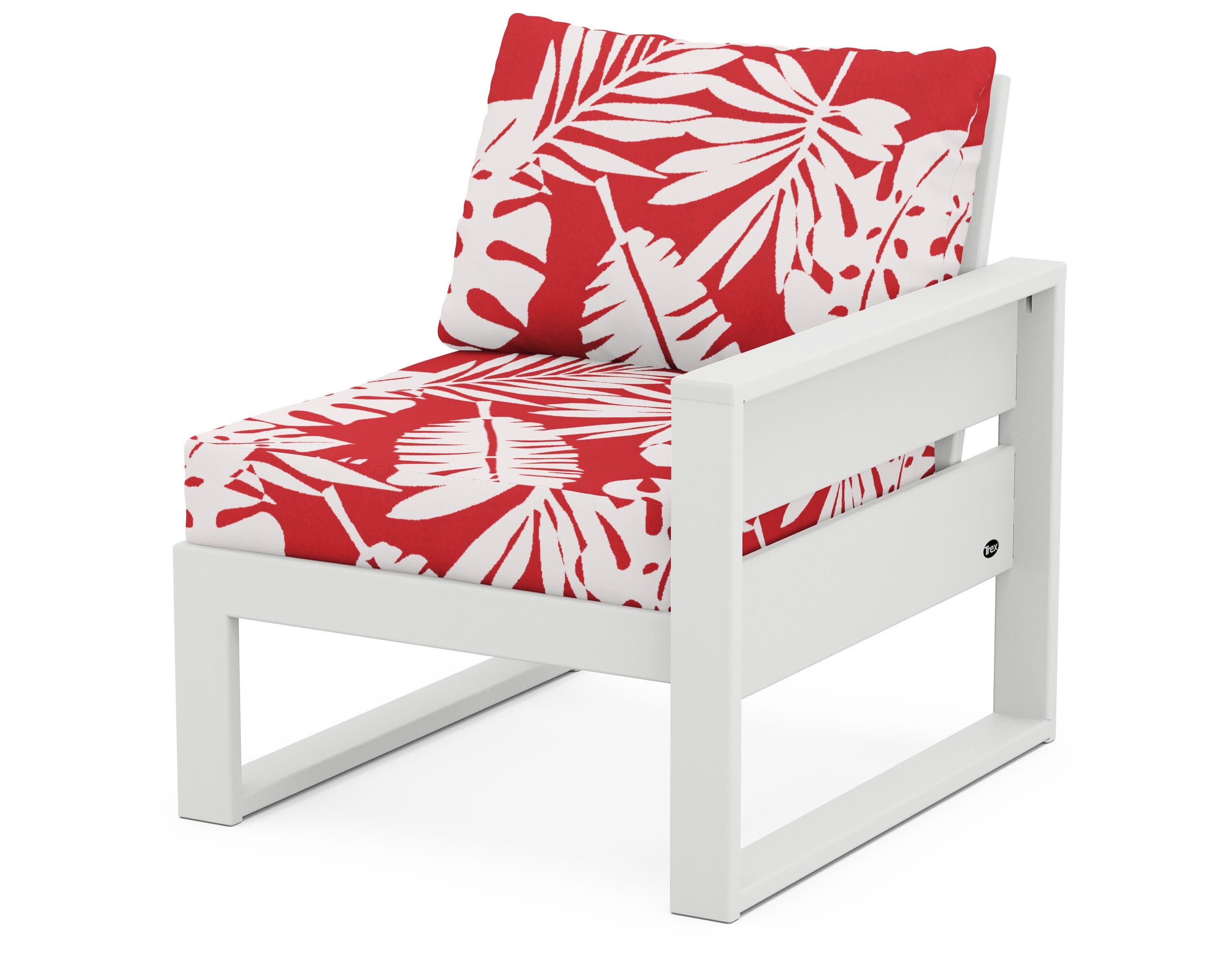 Eastport Modular Right Arm Chair in Classic White / Leaf Crimson