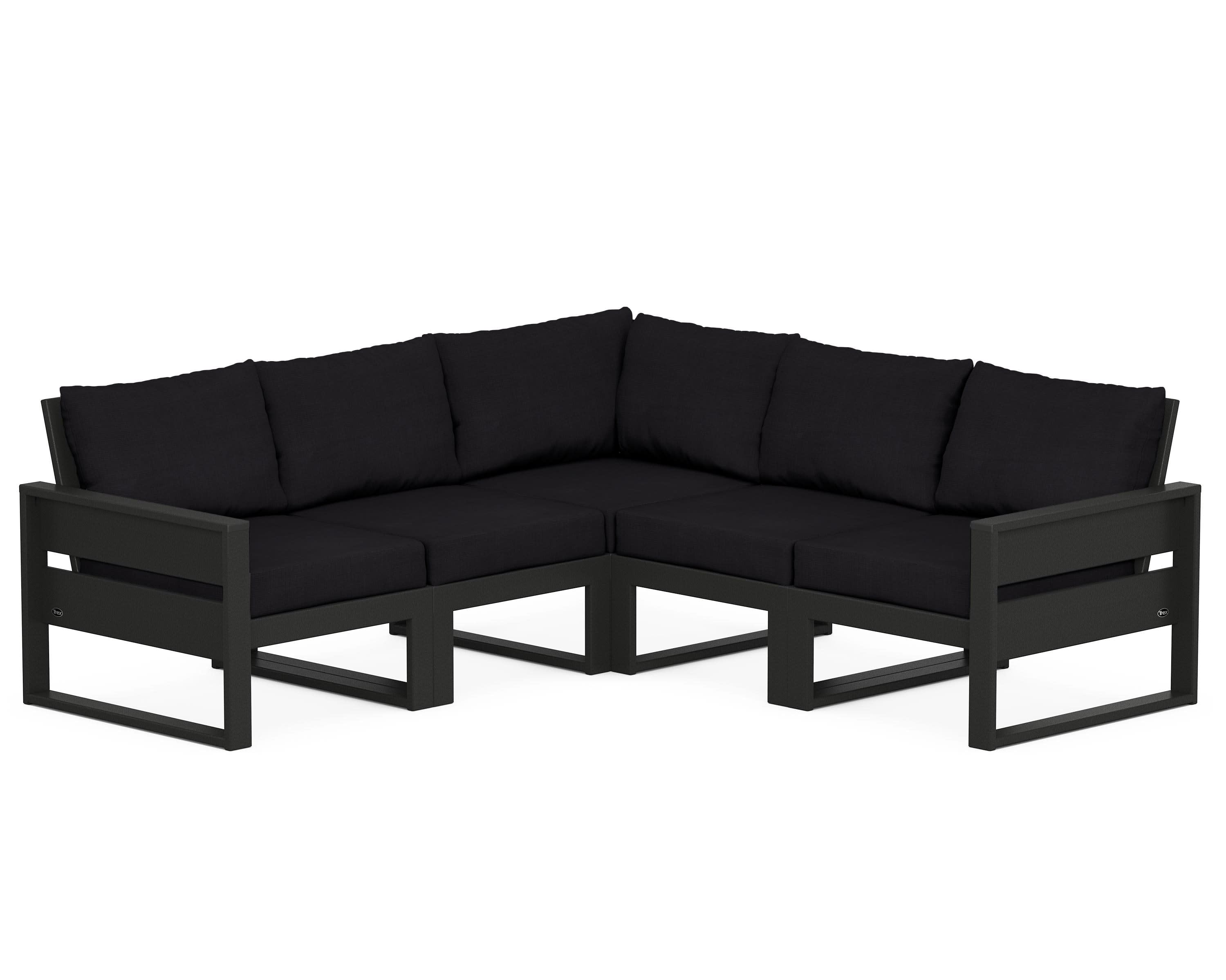 Eastport 5-Piece Sectional in Charcoal Black / Midnight Linen