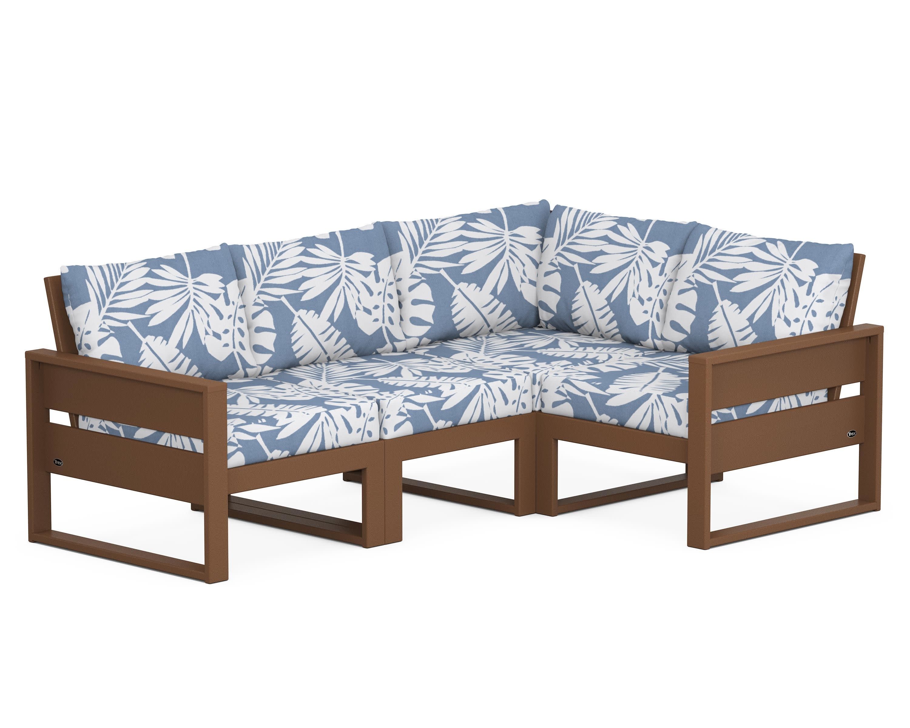 Eastport 4- Piece Sectional in Tree House / Leaf Sky Blue