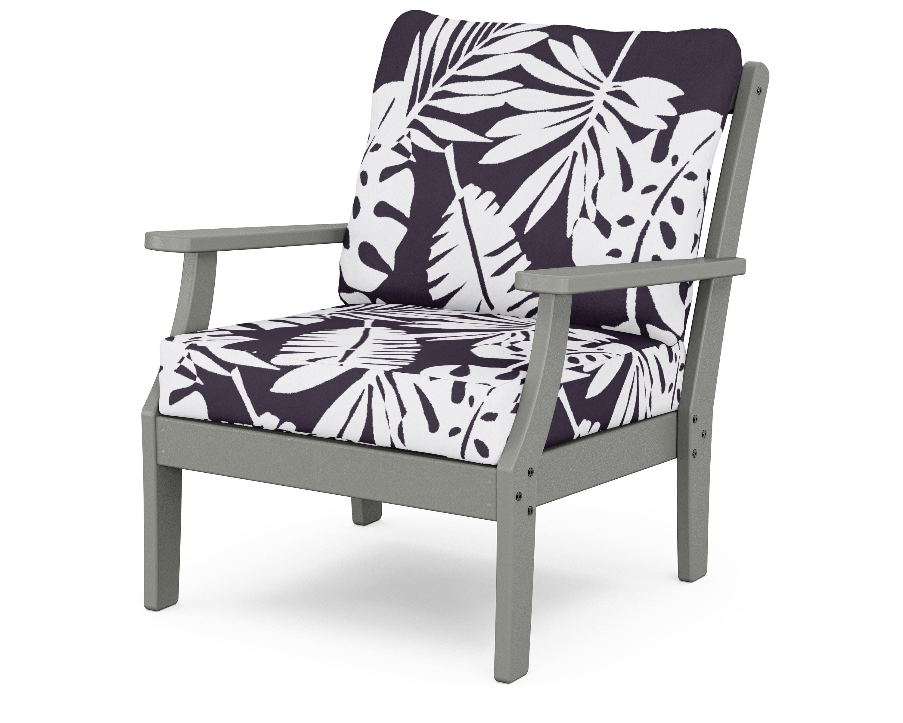 Yacht Club Deep Seating Chair in Stepping Stone / Leaf Navy