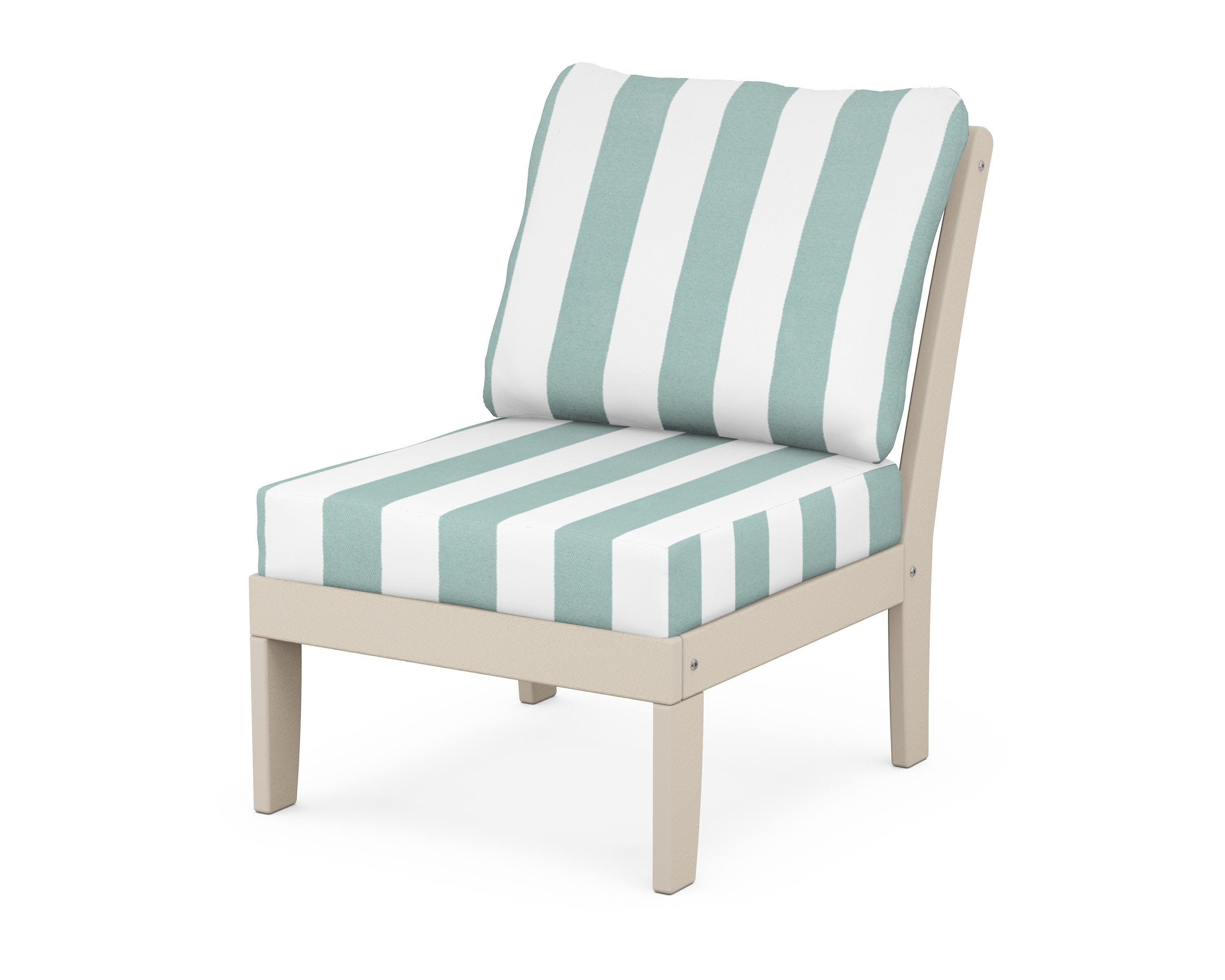 Yacht Club Modular Armless Chair in Sand Castle / Cabana Stripe Glacier Spa