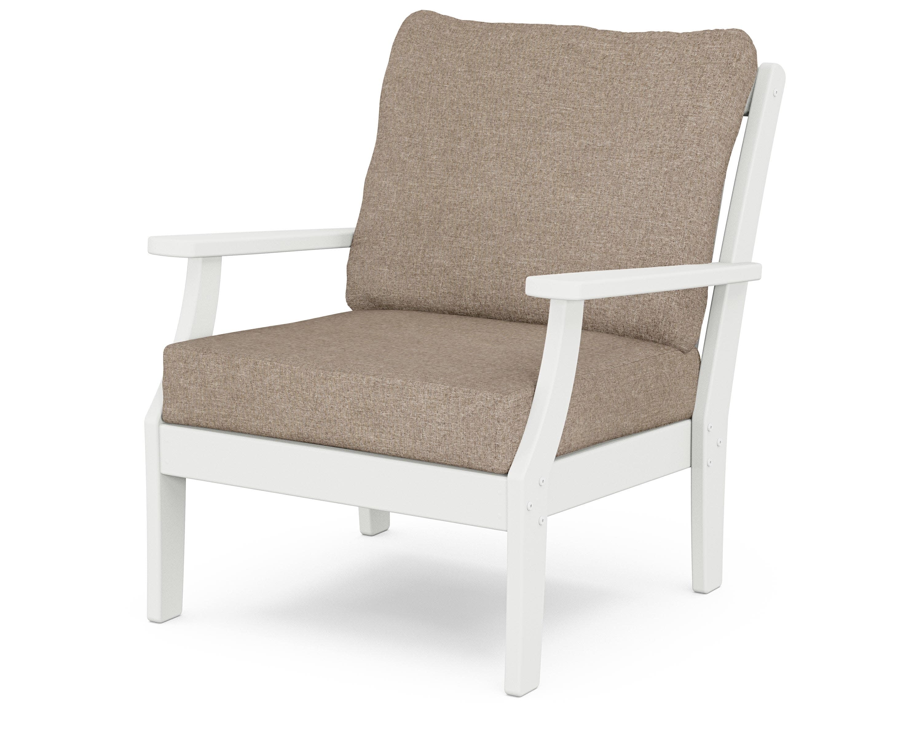 Yacht Club Deep Seating Chair in Classic White / Spiced Burlap