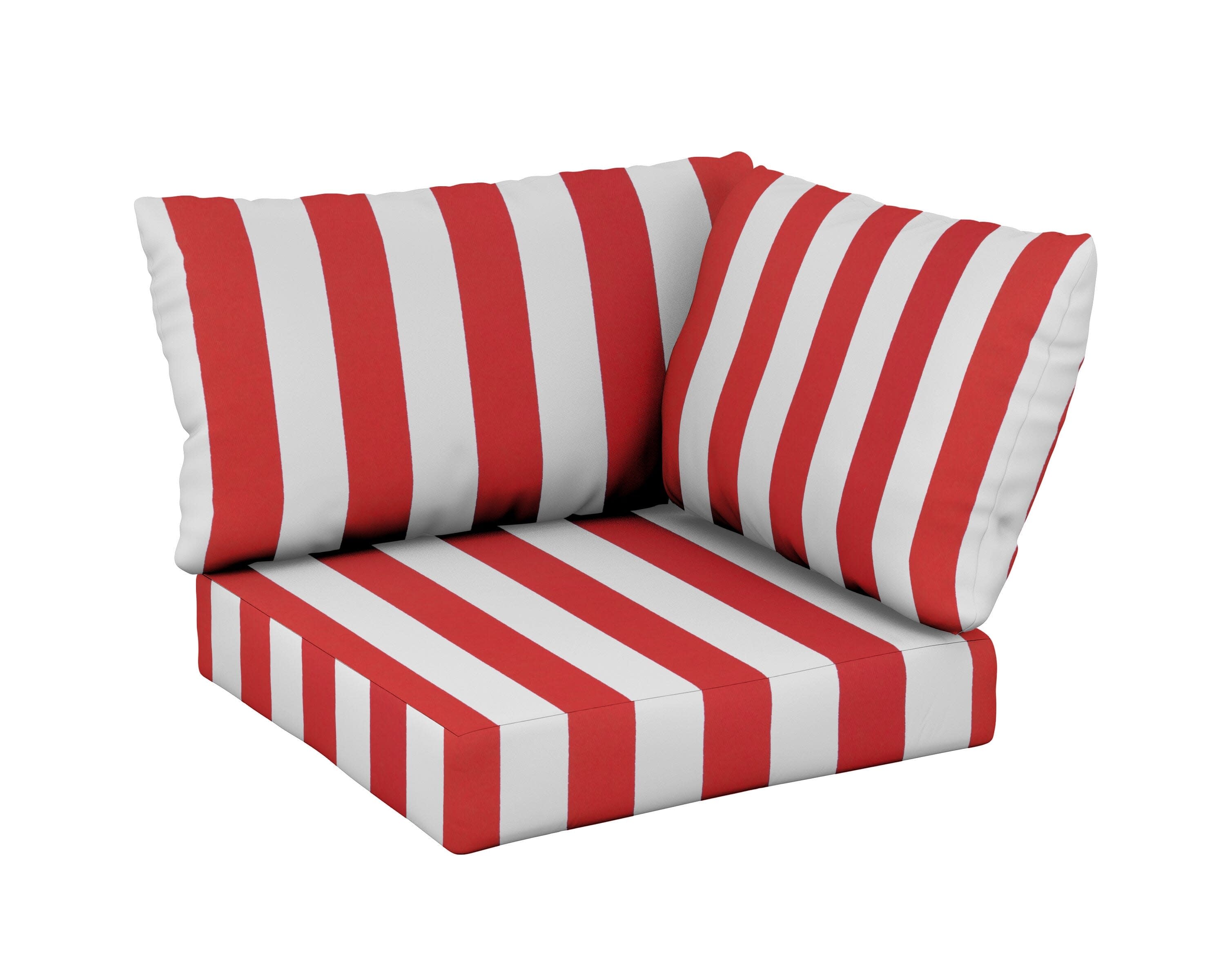 Modular Corner Cushion Set in Cabana Stripe Crimson