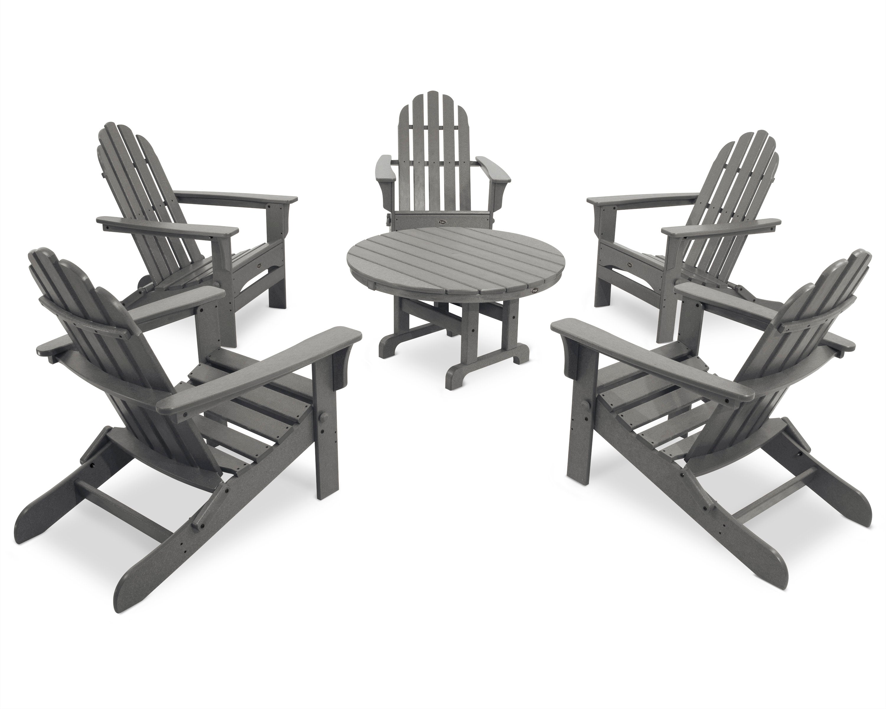 Cape Cod 6-Piece Folding Adirondack Conversation Set in Stepping Stone